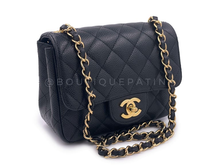 Chanel 2008 Vintage Black Caviar Classic Square Mini Flap Bag 24k GHW ...