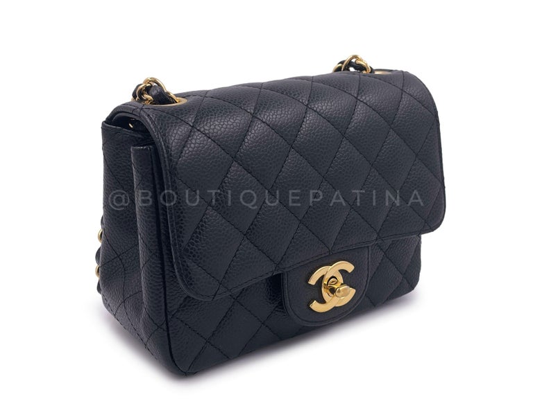 Chanel 2008 Vintage Black Caviar Classic Square Mini Flap Bag 24k GHW ...