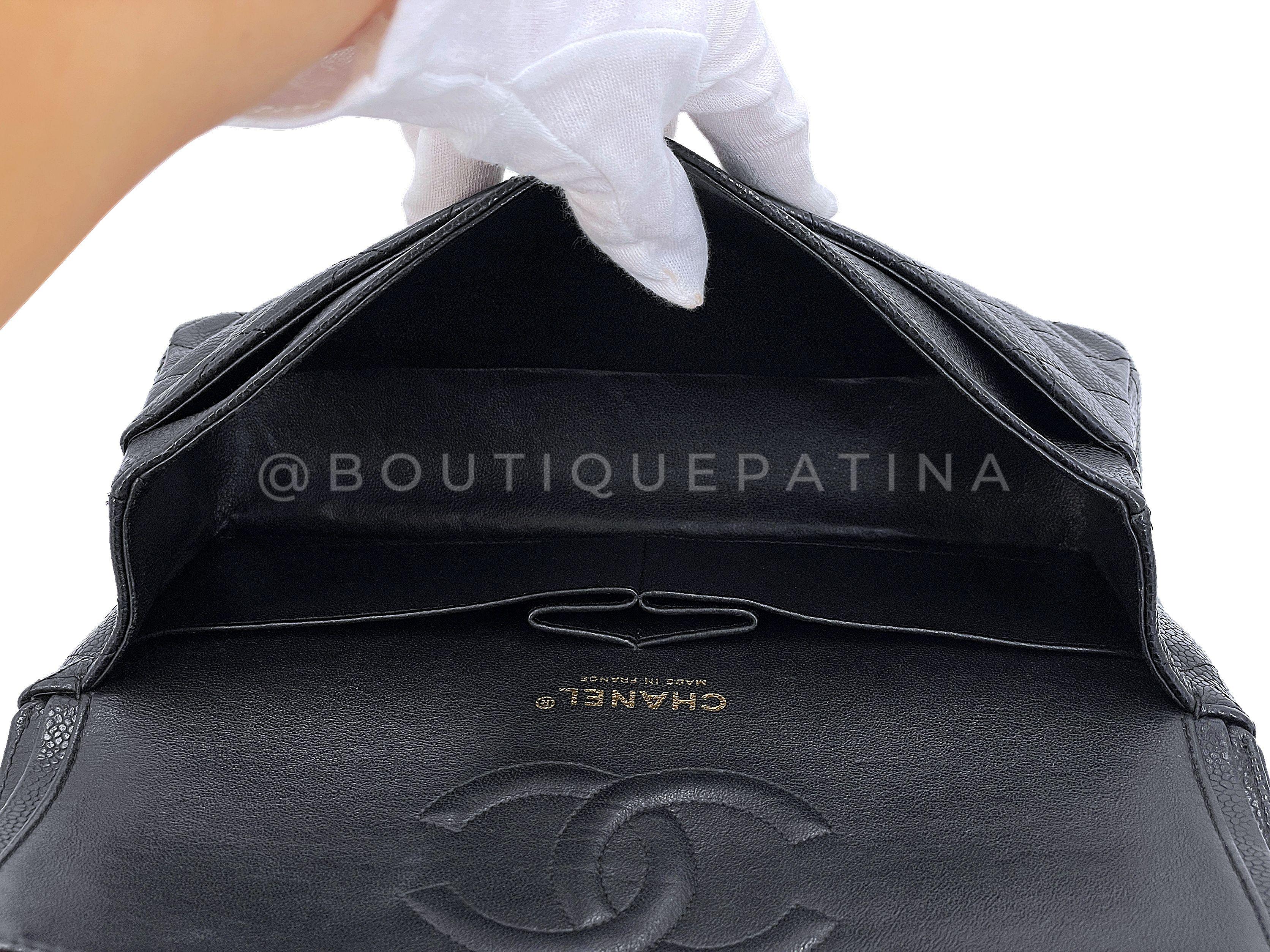 Chanel 2008 Vintage Black Caviar Medium Classic Double Flap Bag 24k GHW 67224 For Sale 6