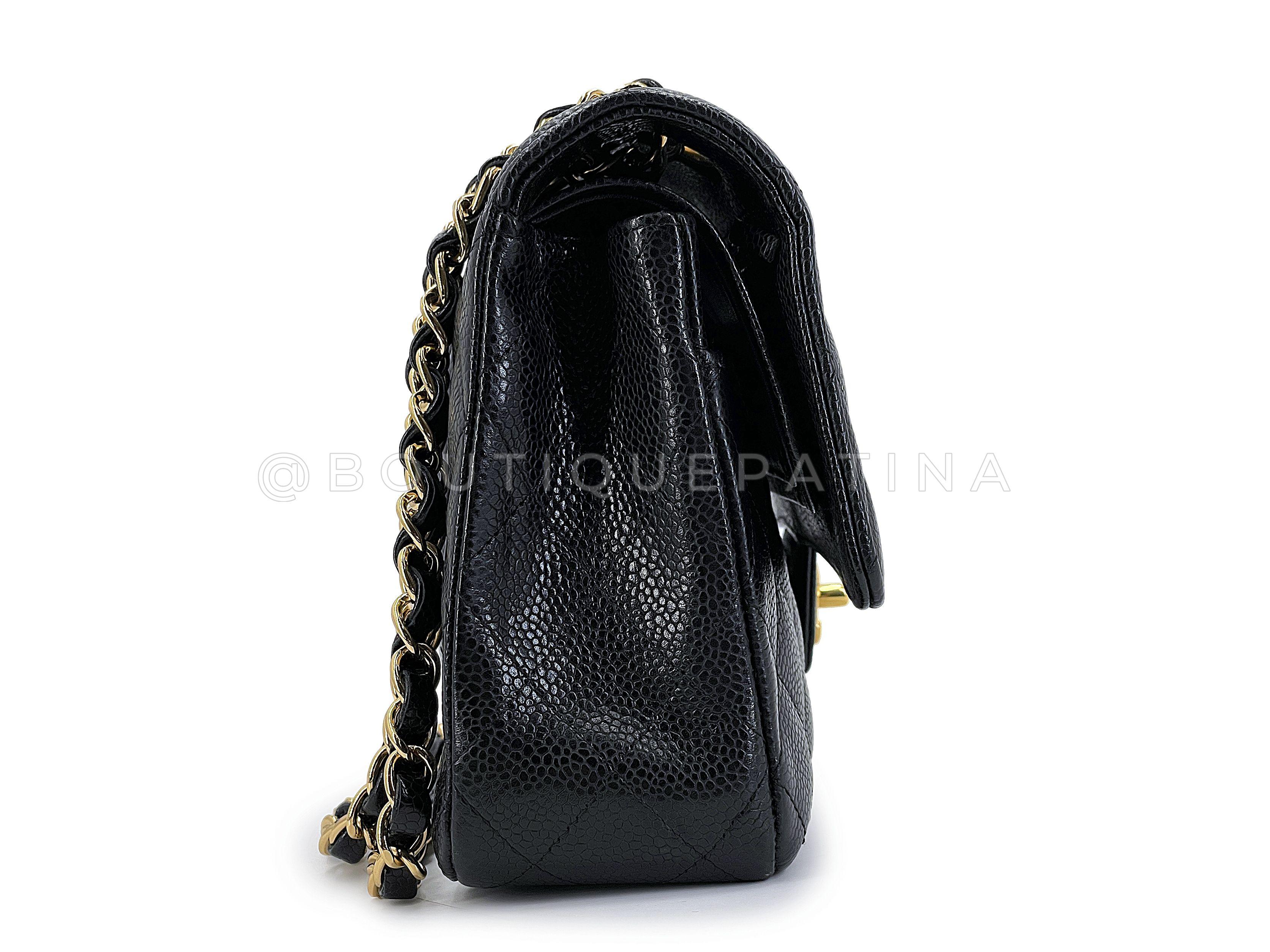 Chanel 2008 Vintage Black Caviar Medium Classic Double Flap Bag 24k GHW 67224 In Excellent Condition In Costa Mesa, CA