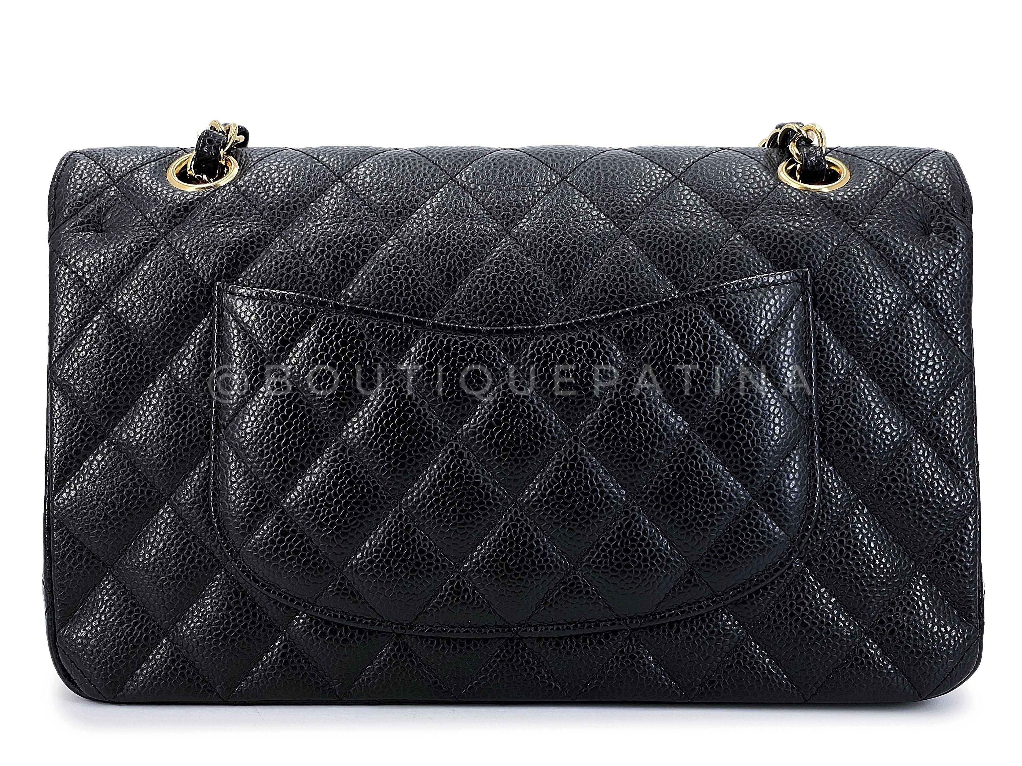 Women's Chanel 2008 Vintage Black Caviar Medium Classic Double Flap Bag 24k GHW 67224