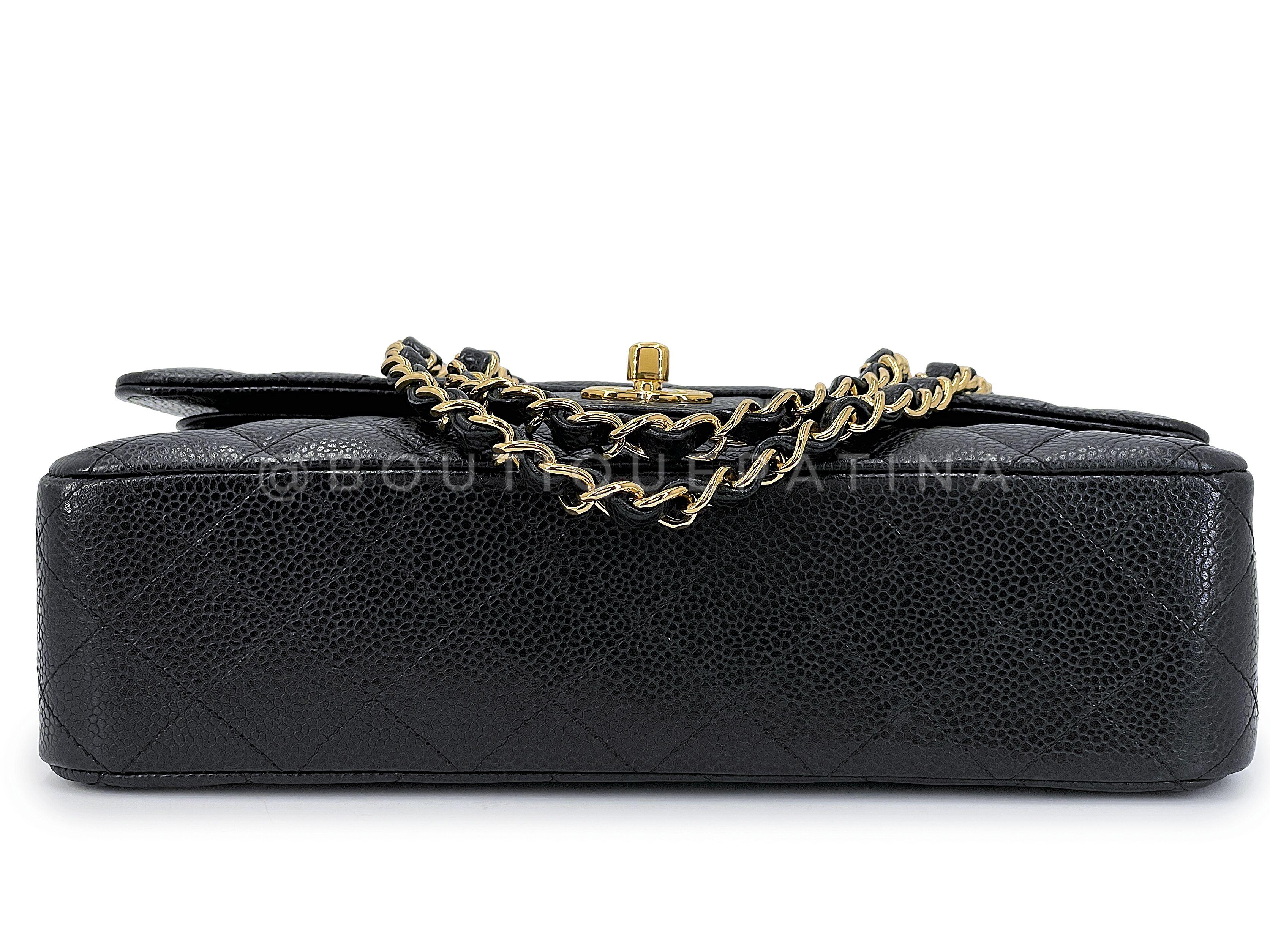 Chanel 2008 Vintage Black Caviar Medium Classic Double Flap Bag 24k GHW 67224 For Sale 2