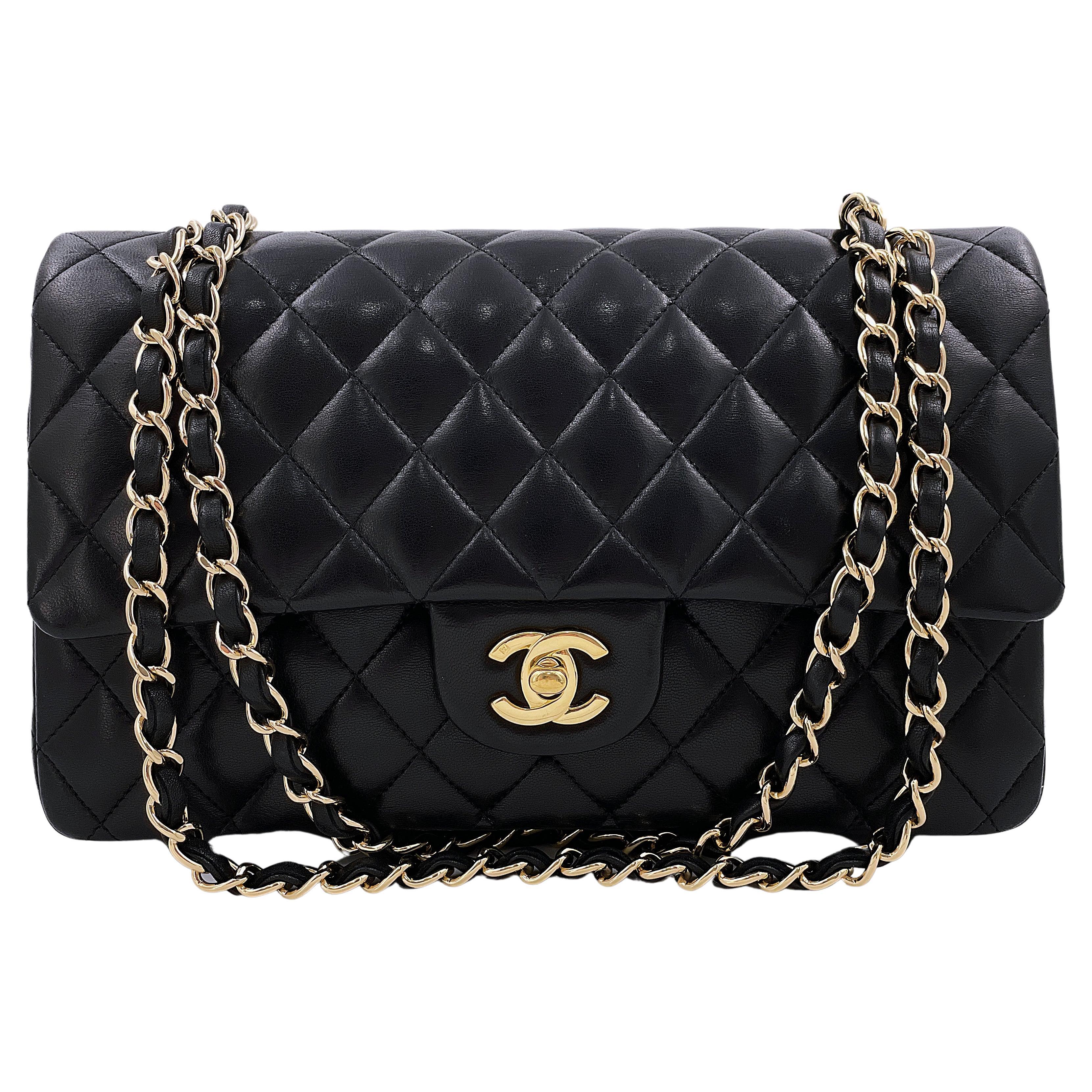 Chanel 2008 Vintage Black Medium Classic Double Flap Bag 24k GHW Lambskin 67582 en vente