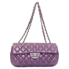 CHANEL 2008 Vintage Double Flap eggplant purple quilted lambskin bag