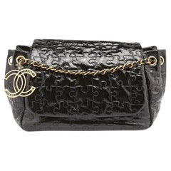 Chanel 2008 Vintage Limited Edition Patent Leather Puzzle Shoulder Flap Bag