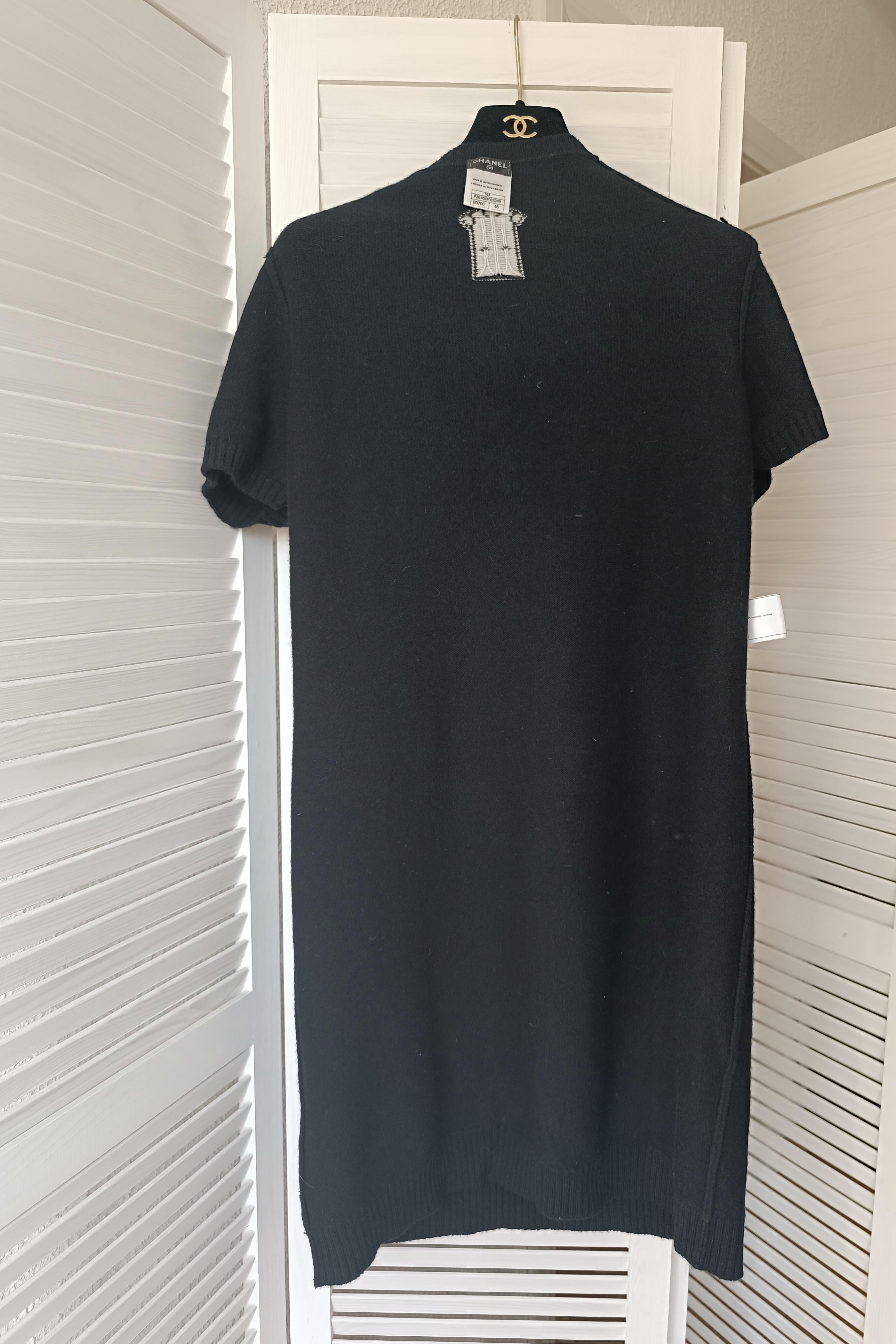Chanel 2009 09 A & Karl Lagerfeld  Vestido de punto de cachemira negro talla grande en venta 9