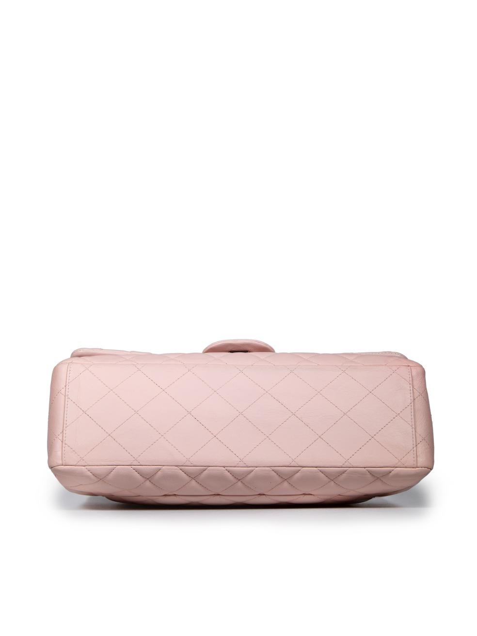 Chanel 2009-10 Pink Leather Maxi Single Flap In Good Condition In London, GB
