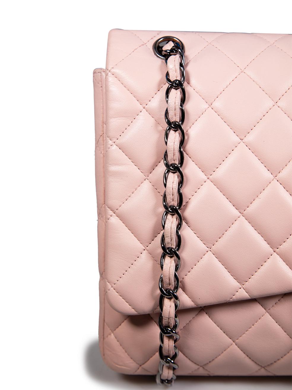 Chanel 2009-10 Pink Leather Maxi Single Flap 2