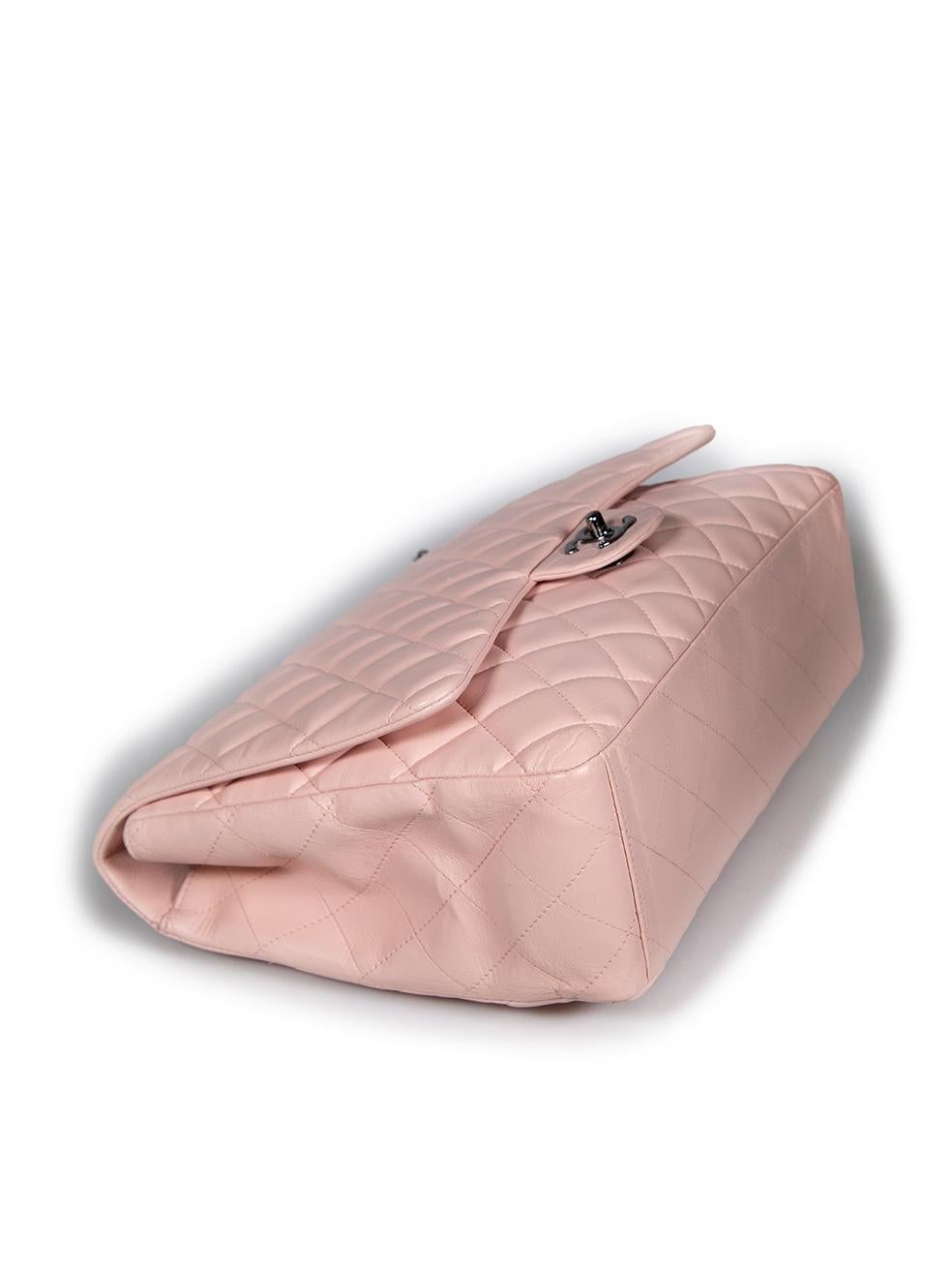 Chanel 2009-10 Pink Leather Maxi Single Flap 3