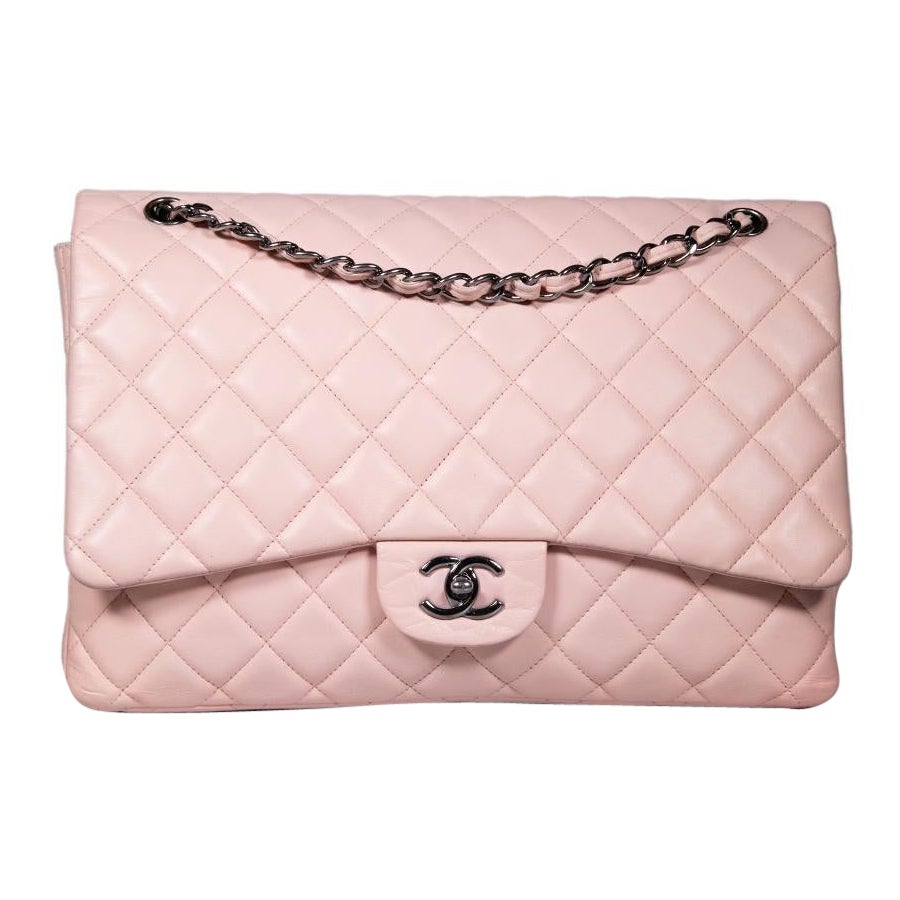 Chanel 2009-10 Pink Leather Maxi Single Flap