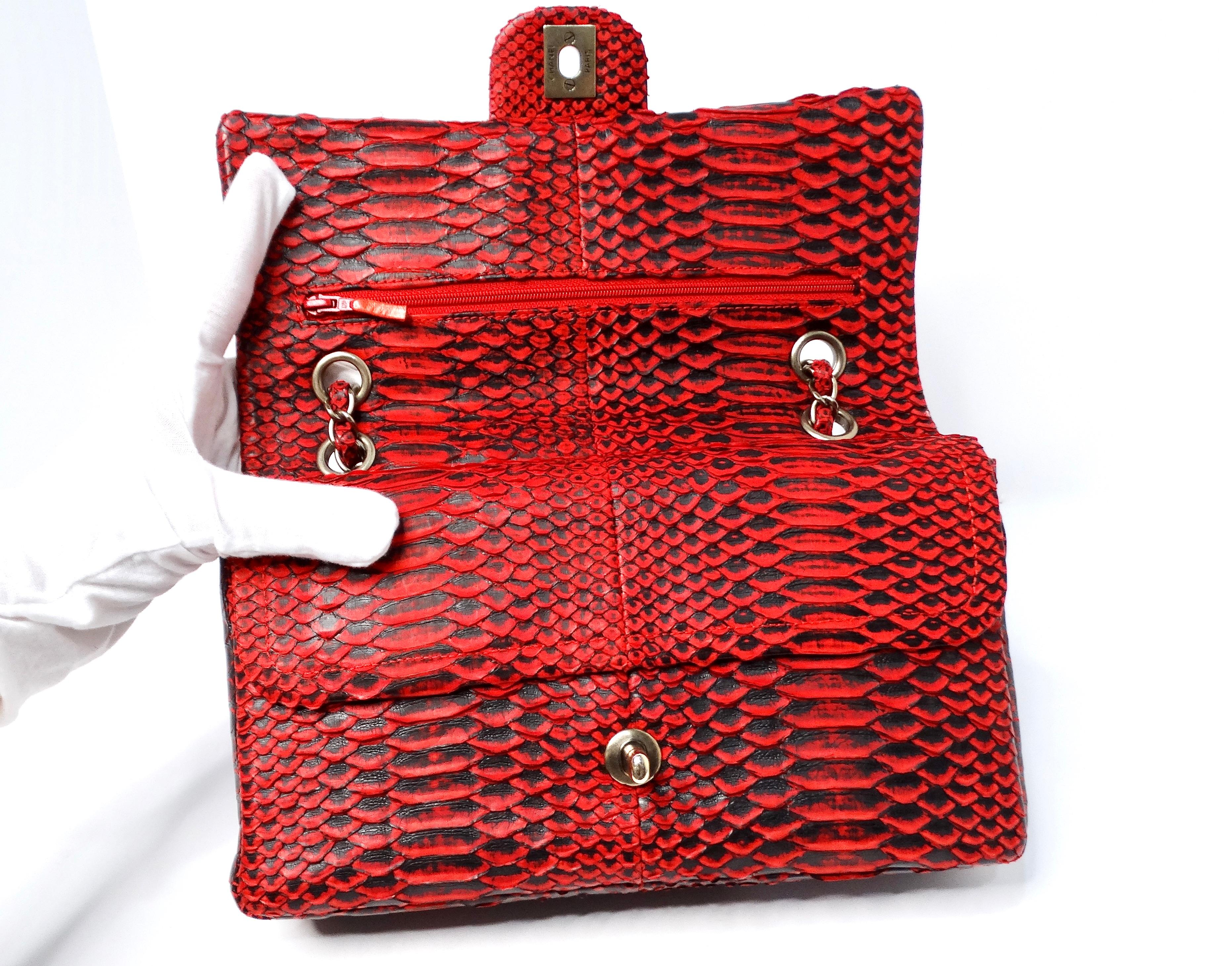 Chanel 2009-10 Red Python Small Double-Flap Bag With Gold-Tone Hardware 7