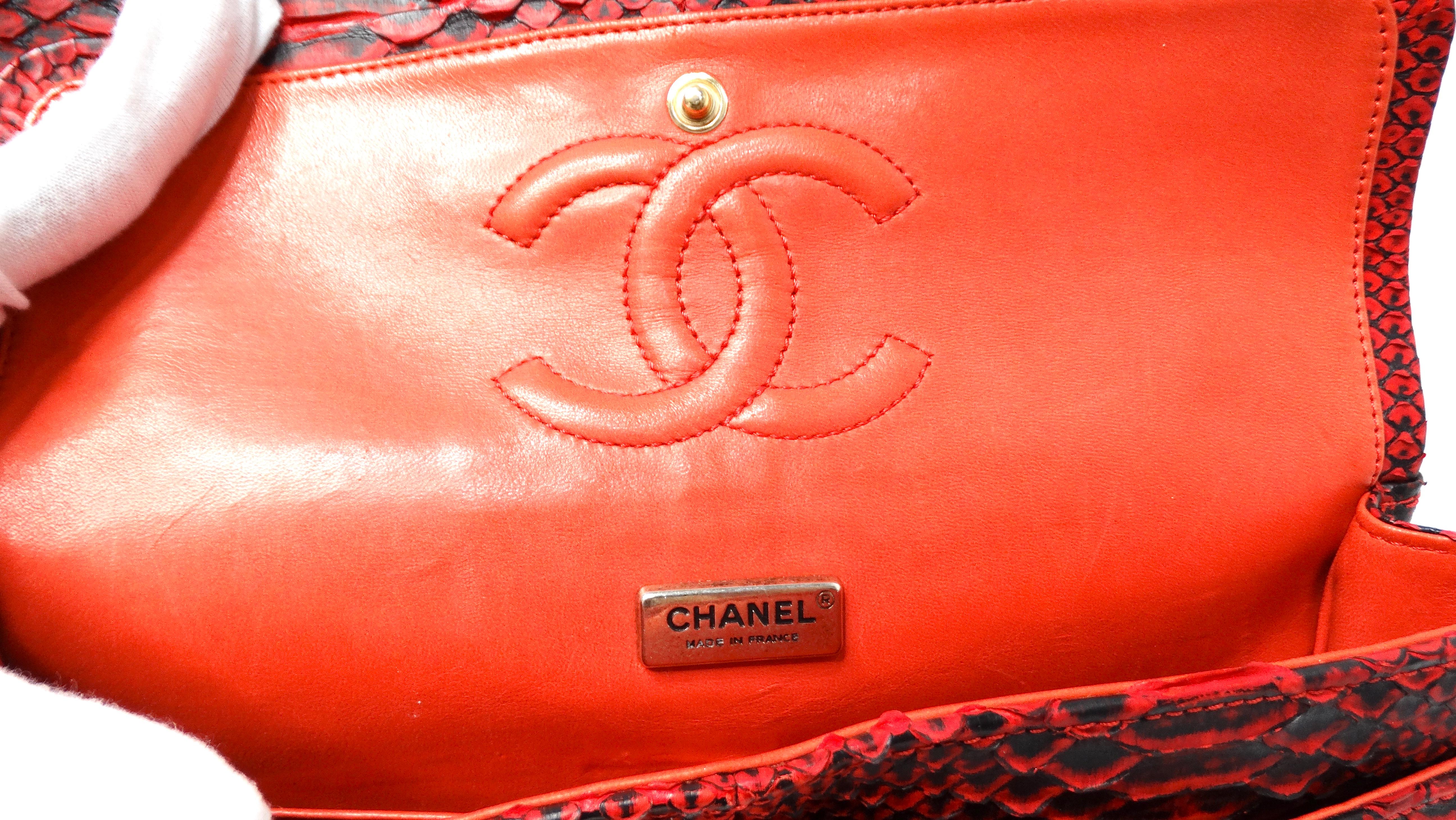 Chanel 2009-10 Red Python Small Double-Flap Bag With Gold-Tone Hardware 9