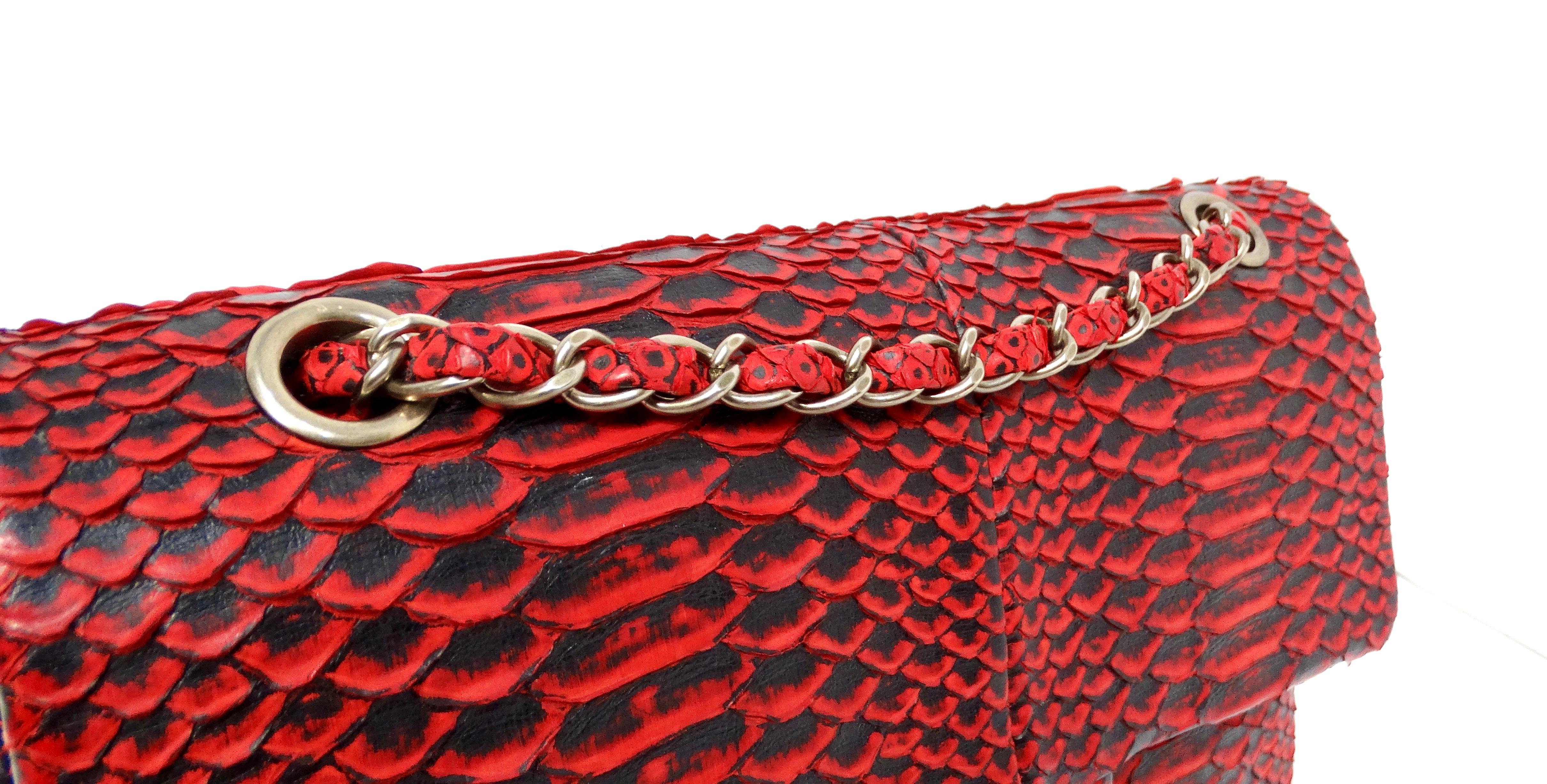 Chanel 2009-10 Red Python Small Double-Flap Bag With Gold-Tone Hardware 1