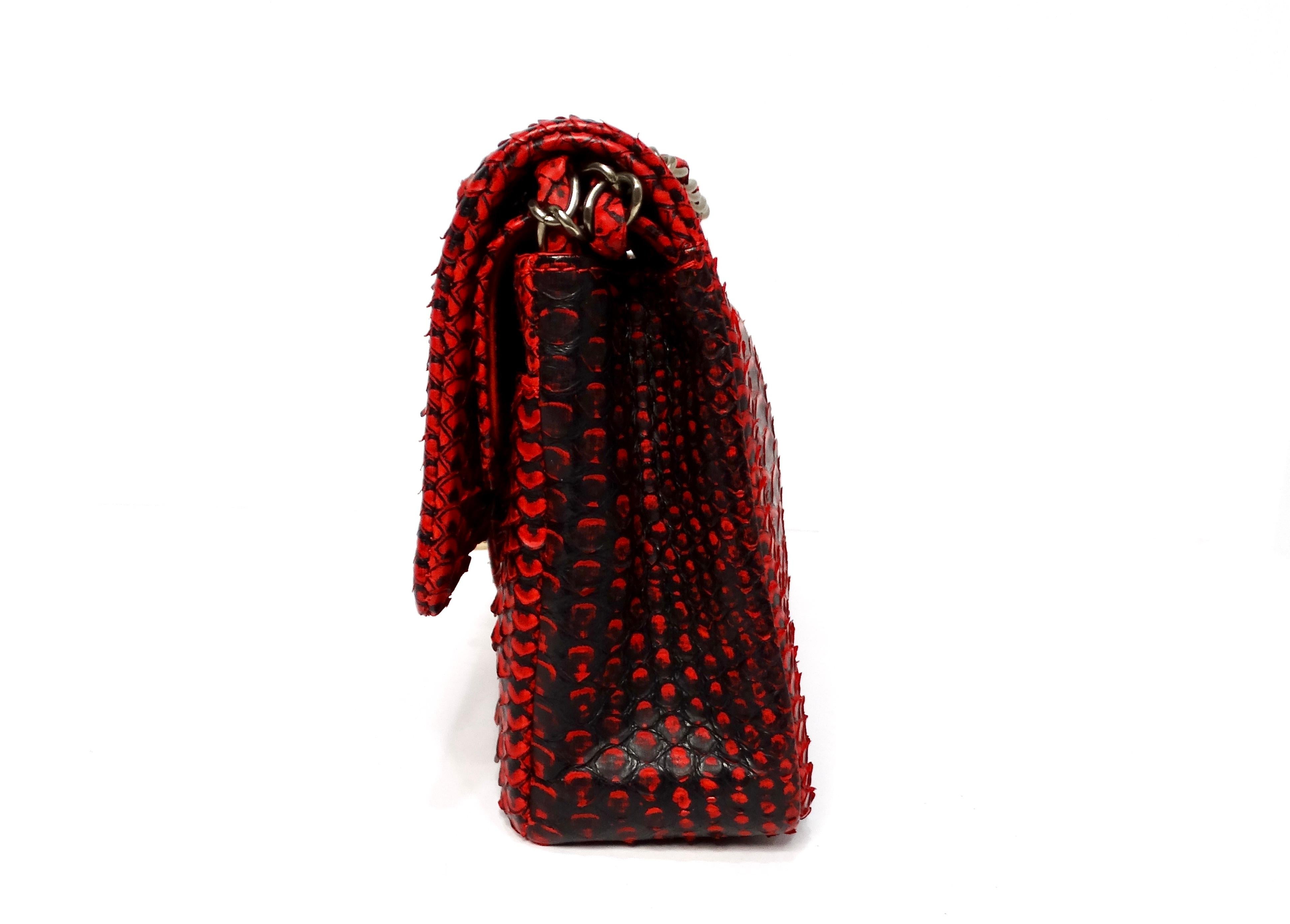 Chanel 2009-10 Red Python Small Double-Flap Bag With Gold-Tone Hardware 3