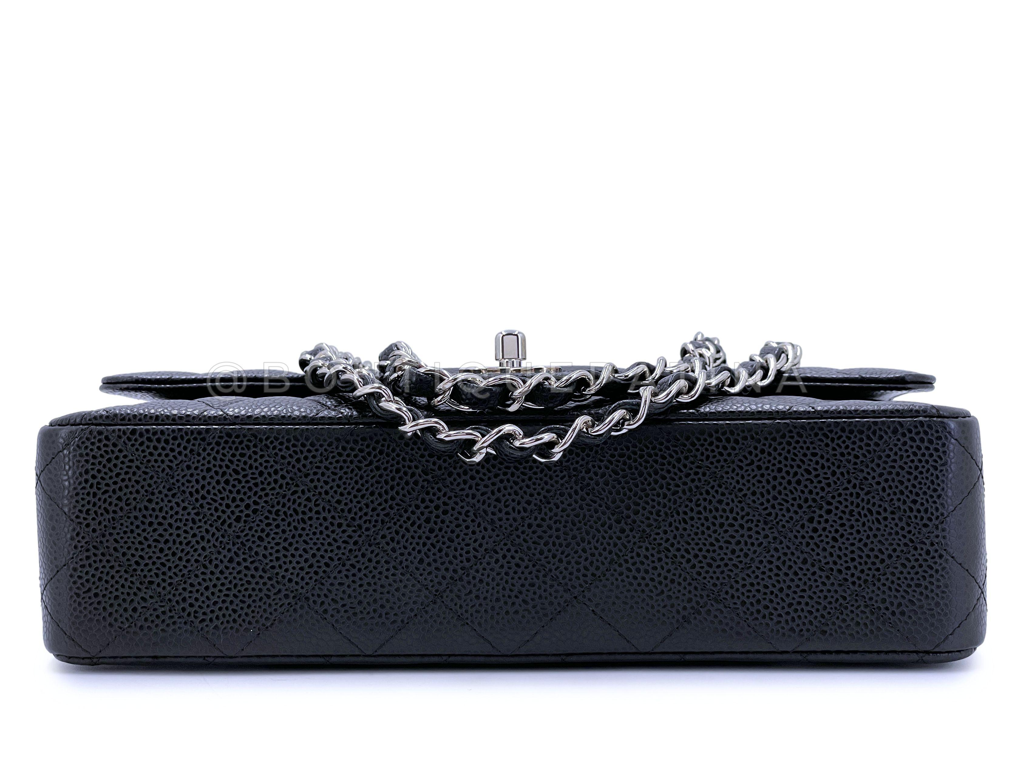 Chanel 2009 Black Caviar Medium Classic Double Flap Bag SHW  65078 For Sale 1