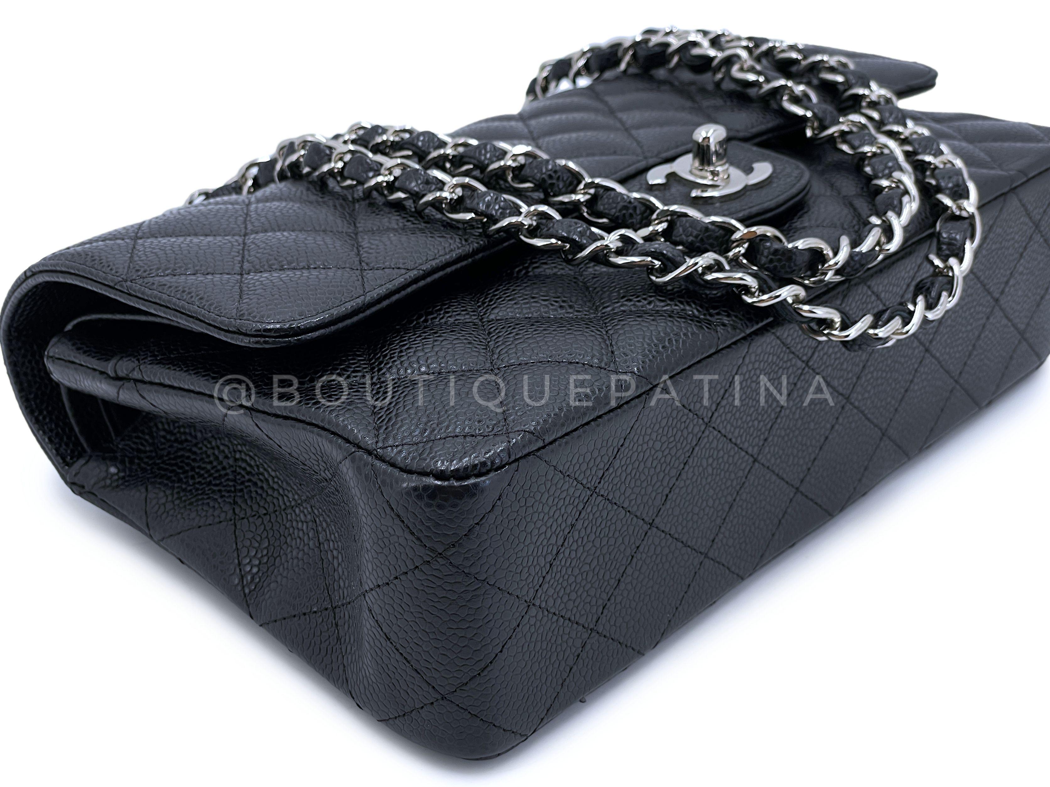 Chanel 2009 Black Caviar Medium Classic Double Flap Bag SHW  65078 For Sale 2