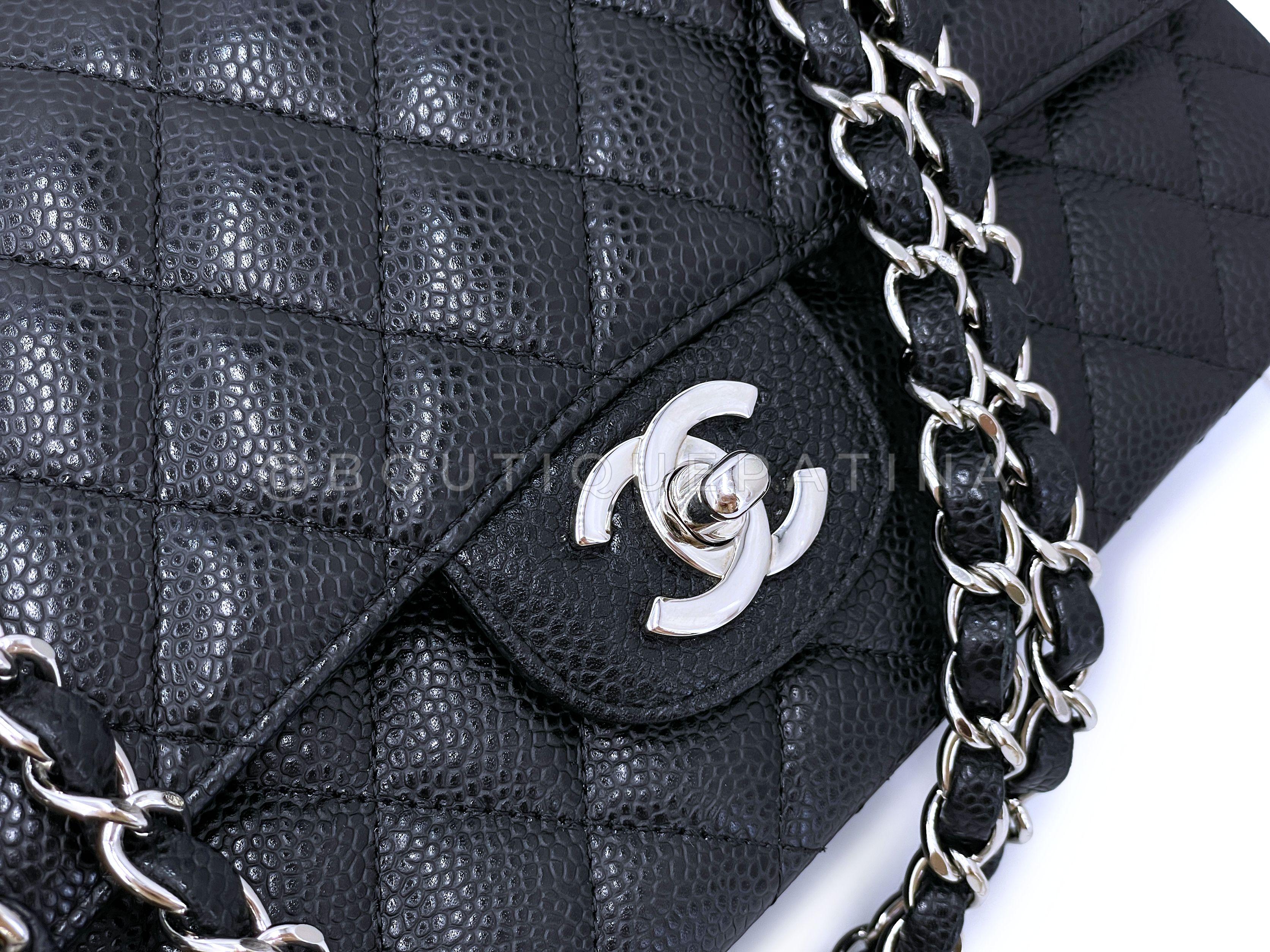 Chanel 2009 Black Caviar Medium Classic Double Flap Bag SHW  65078 For Sale 3