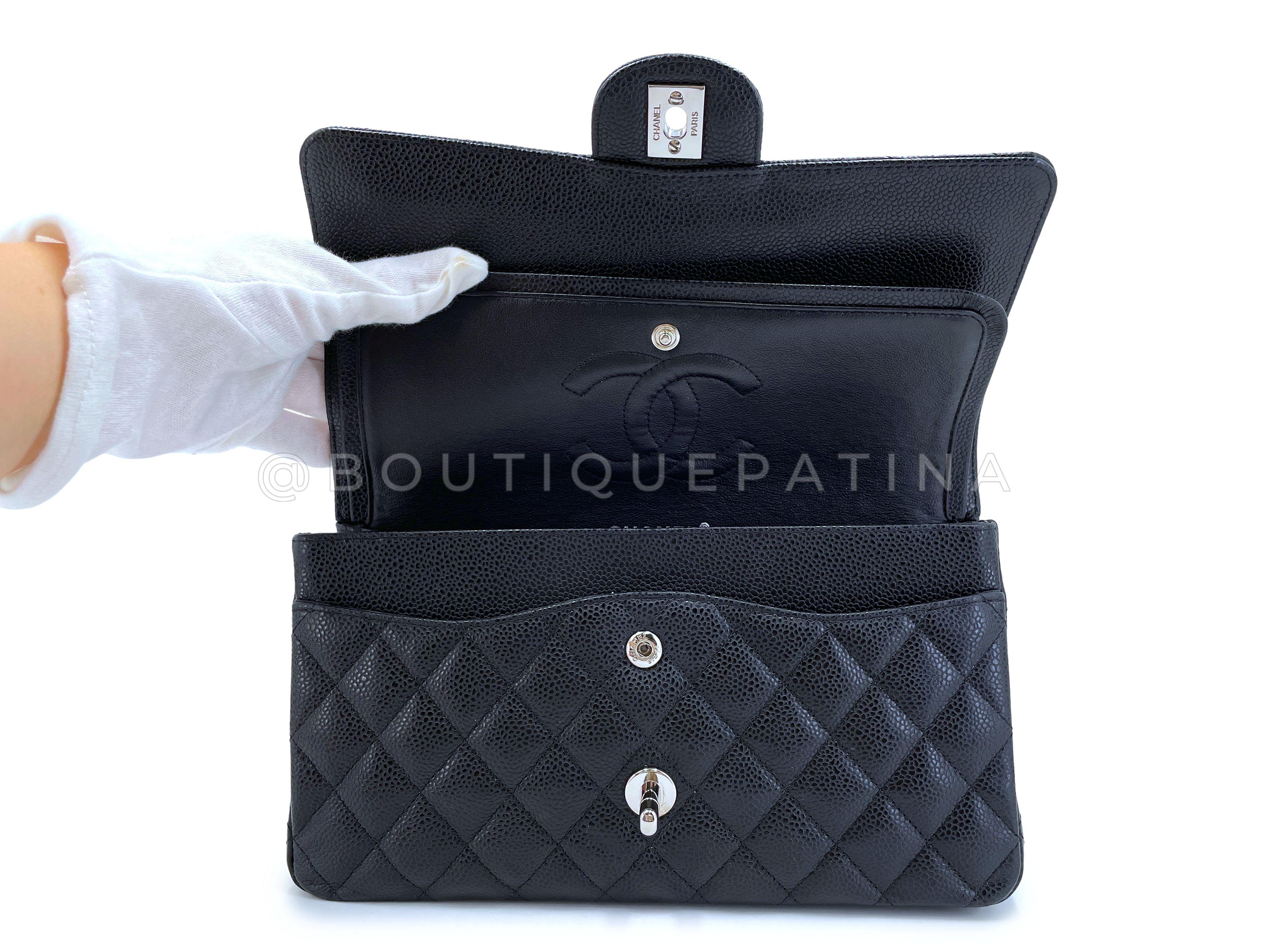 Chanel 2009 Black Caviar Medium Classic Double Flap Bag SHW  65078 For Sale 4