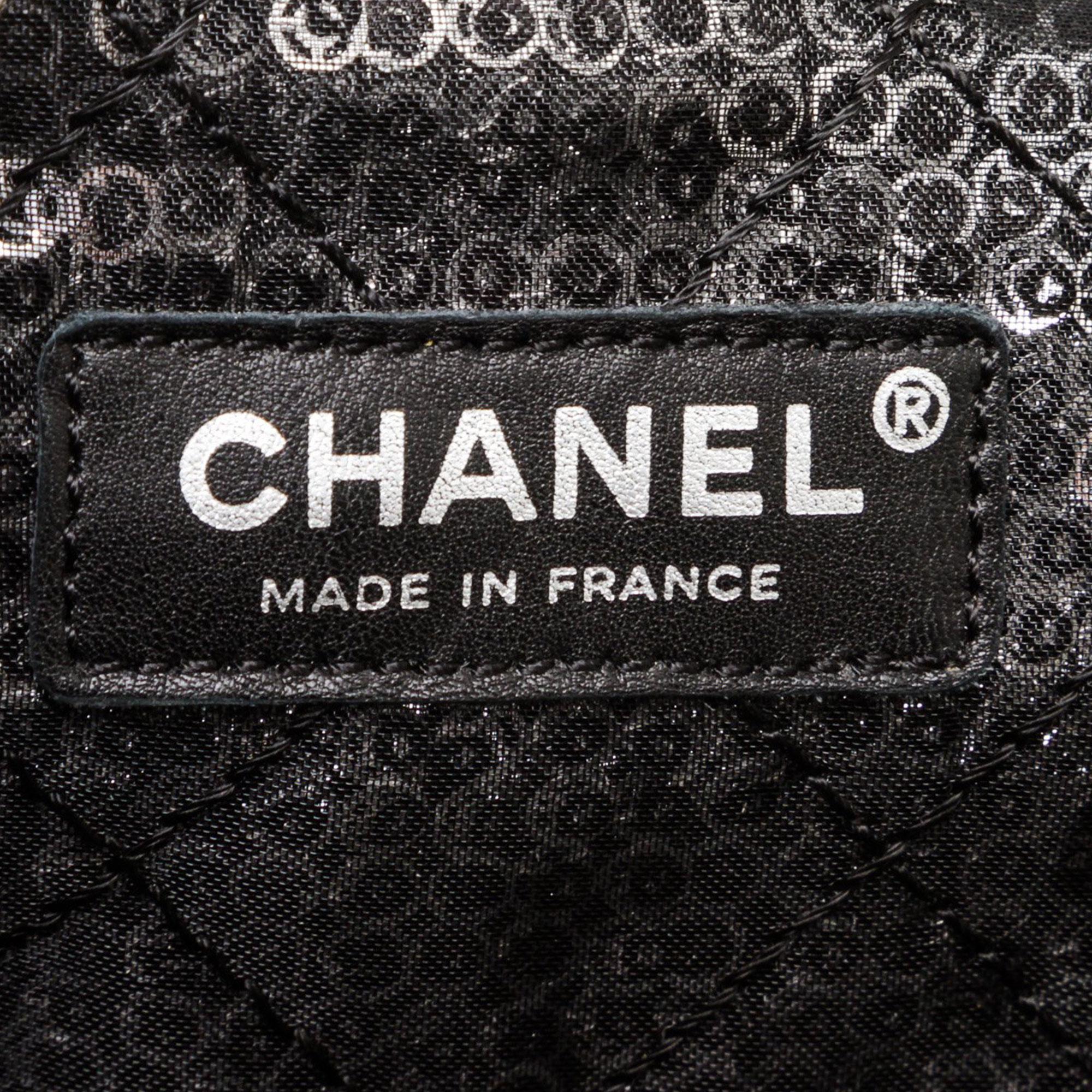Chanel 2009 Classic Flap Hidden Mesh Medium Black Sequins Shoulder Bag For Sale 2