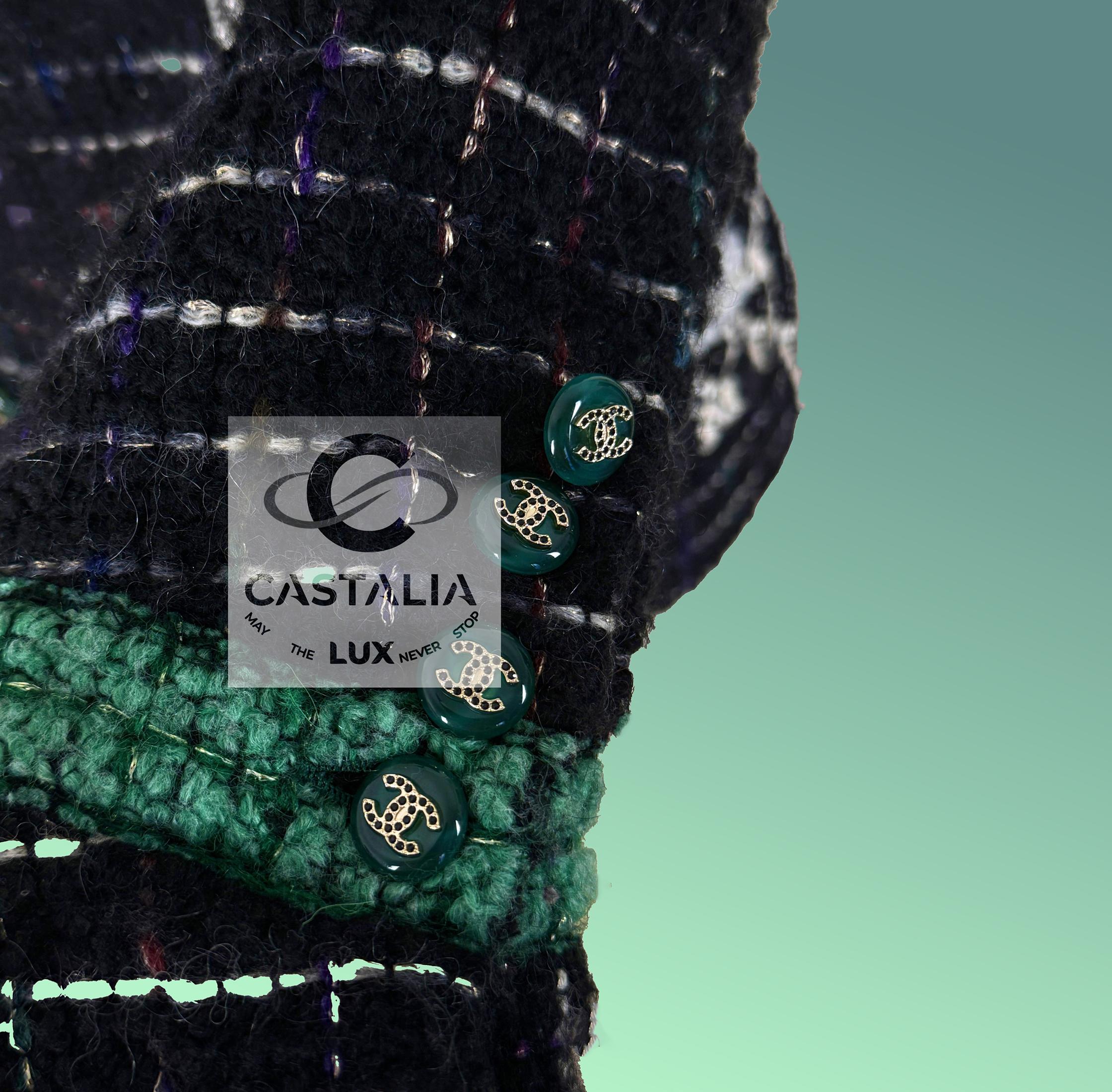 Chanel 2009 The Connoisseur's Gem Chaqueta de tweed negro 36 FR en venta 7