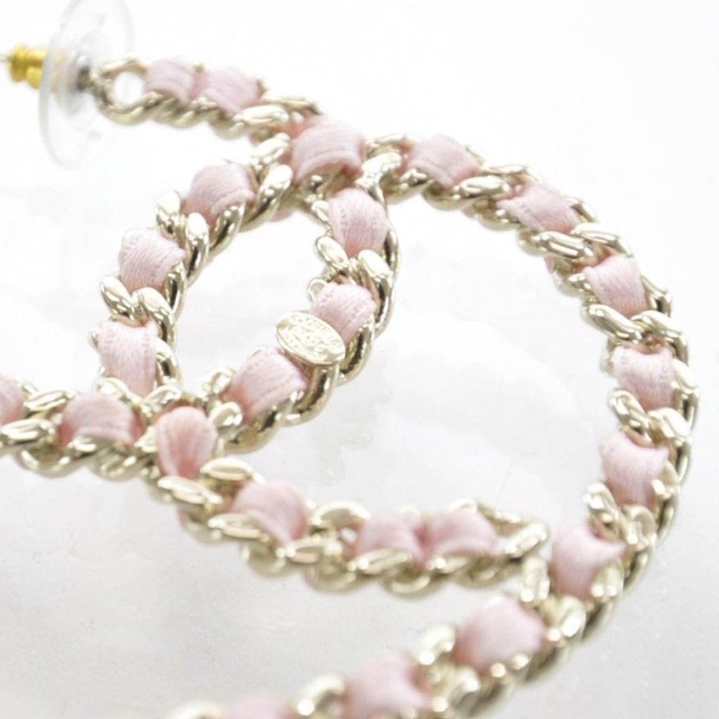 chanel pink heart earrings