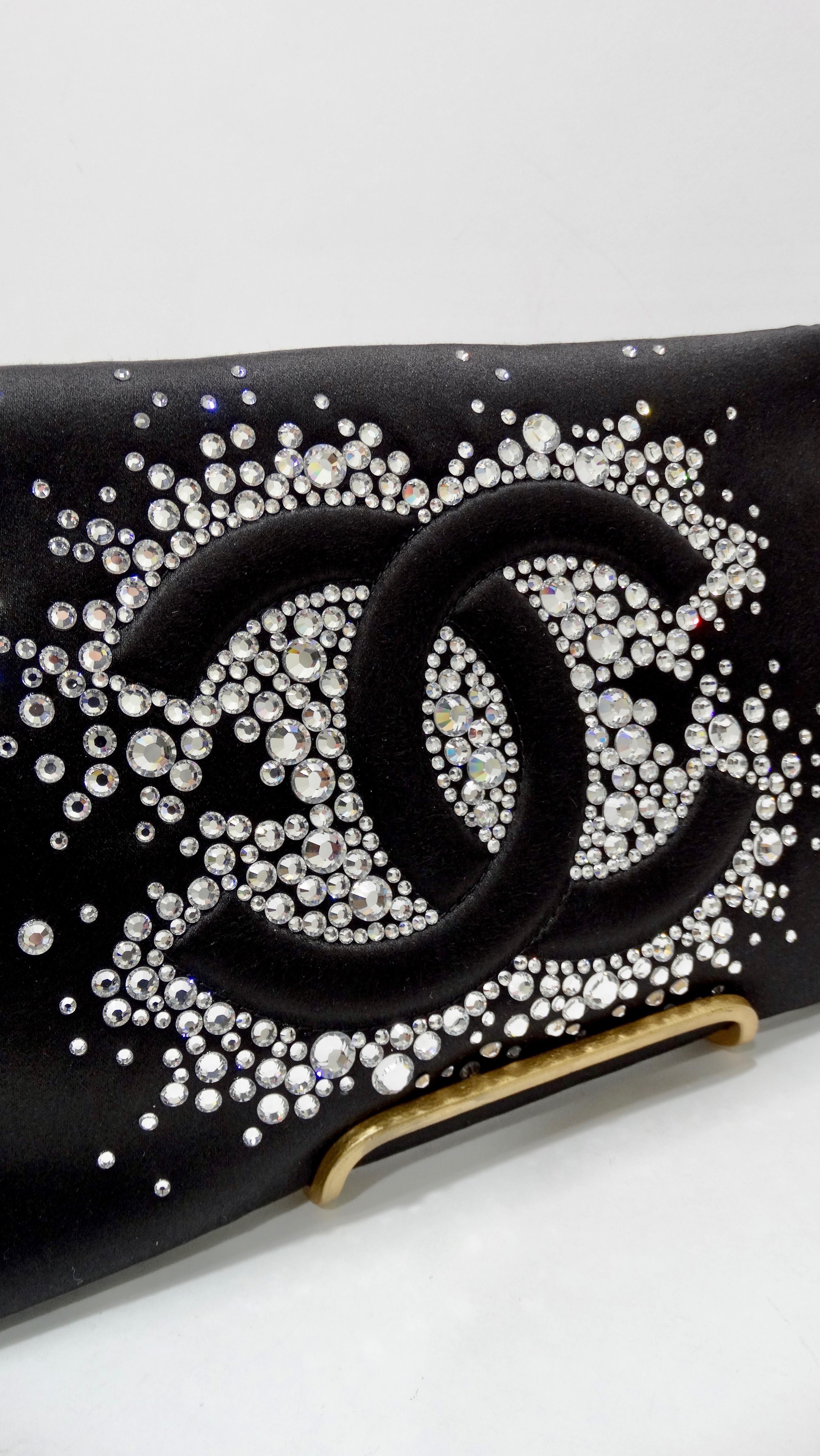 Black Chanel 2009 Diamante Satin Evening Clutch