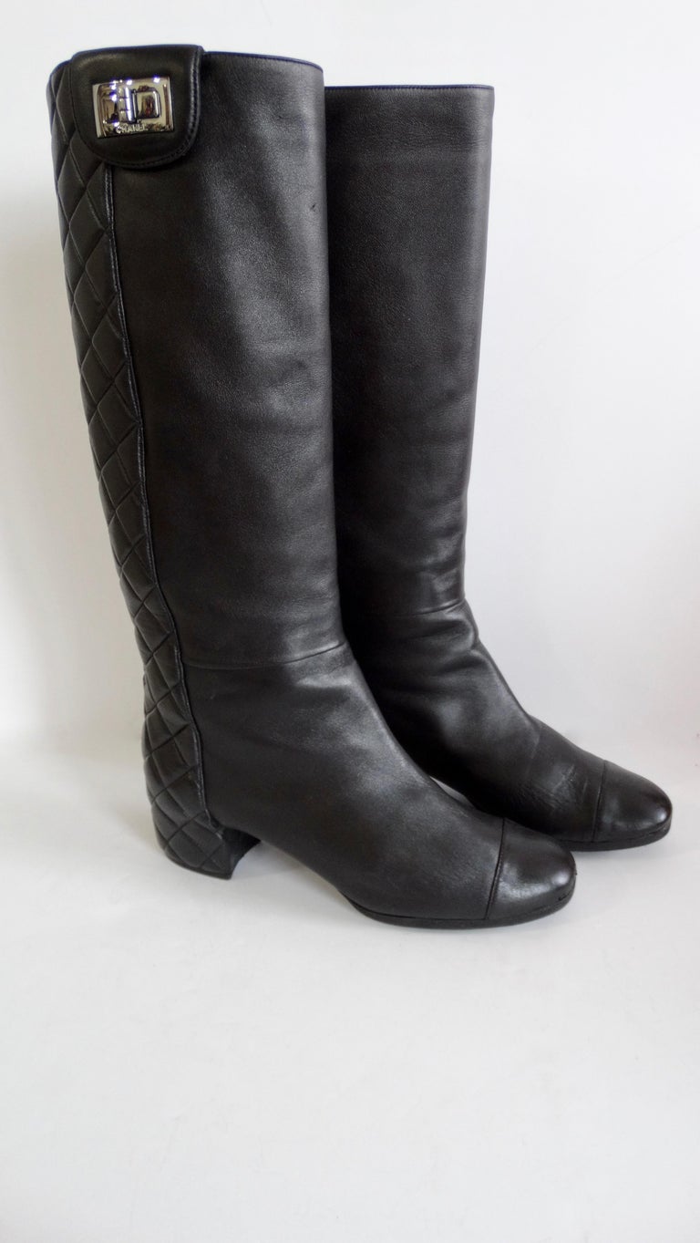 Chanel 2009 Fall High Black Quilted Boots For Sale at 1stDibs