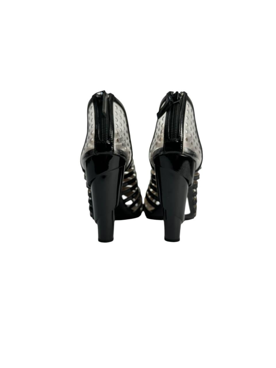 Black Chanel 2009 Interlocking CC Logo Sandals Sz.38.5 For Sale