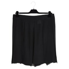 Chanel 2009 Jupe Double Crepe Soie Noir FR44 Seda negra Crepe Recortes UK16 US14