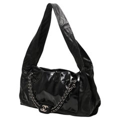 Chanel 2009 Leather Oversize Patent and Leather Quilted Tote Shoulder Flap Bag