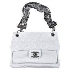 Chanel 2009 Metallic Mesh Limited Edition Soft Lambskin White Classic Flap Bag