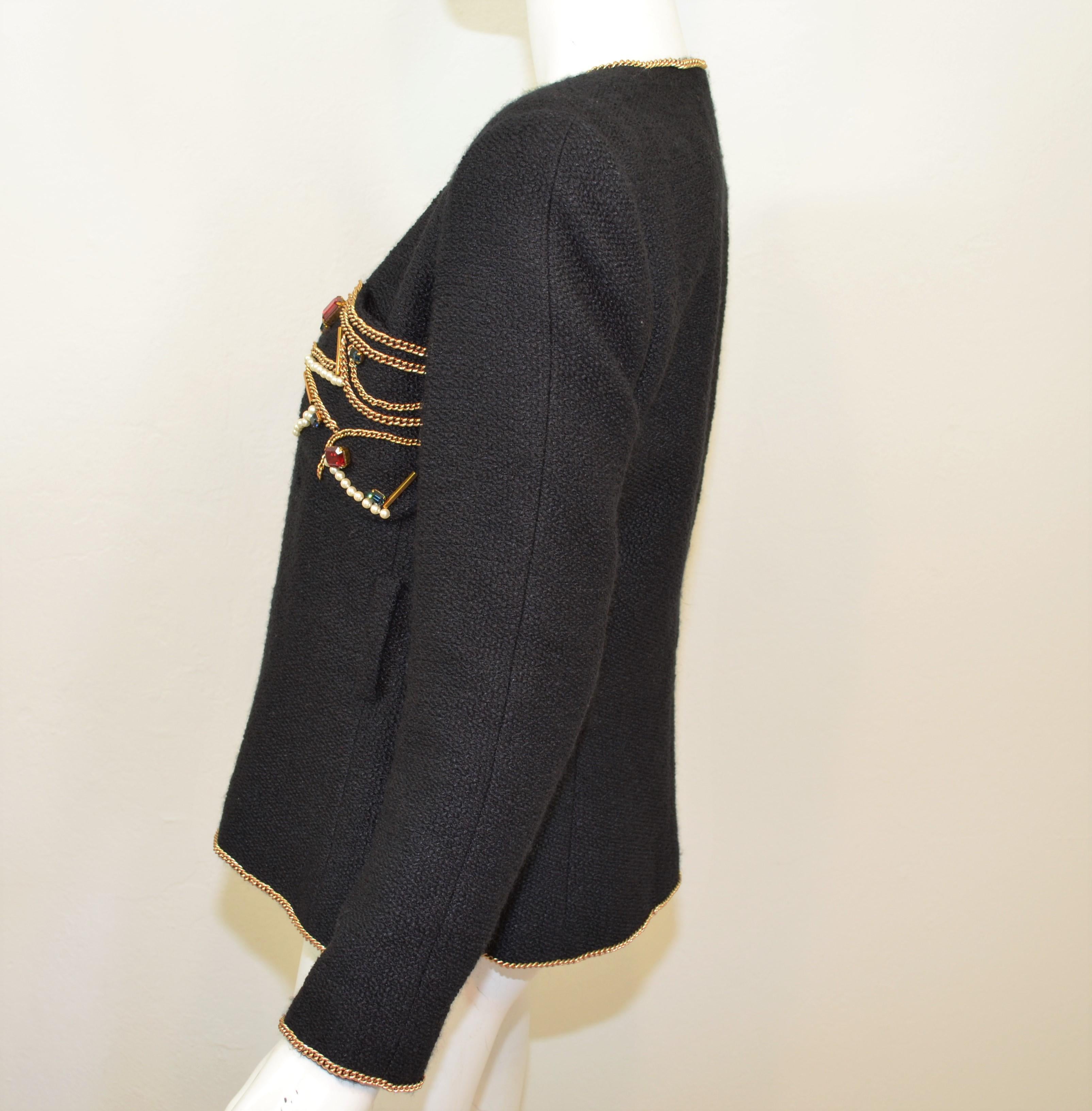 Chanel 2009 Moscow Black Jacket with Chain Jewel 1