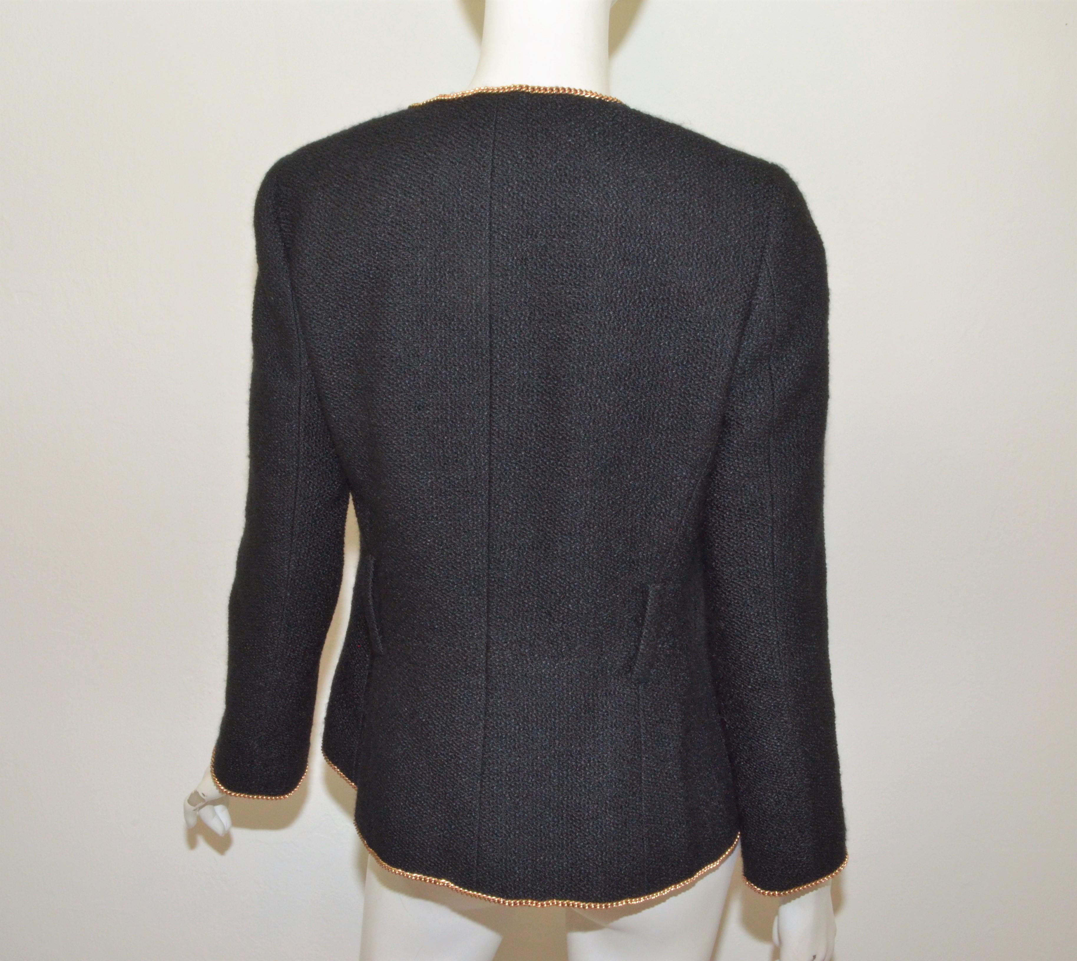 Chanel 2009 Moscow Black Jacket with Chain Jewel 2