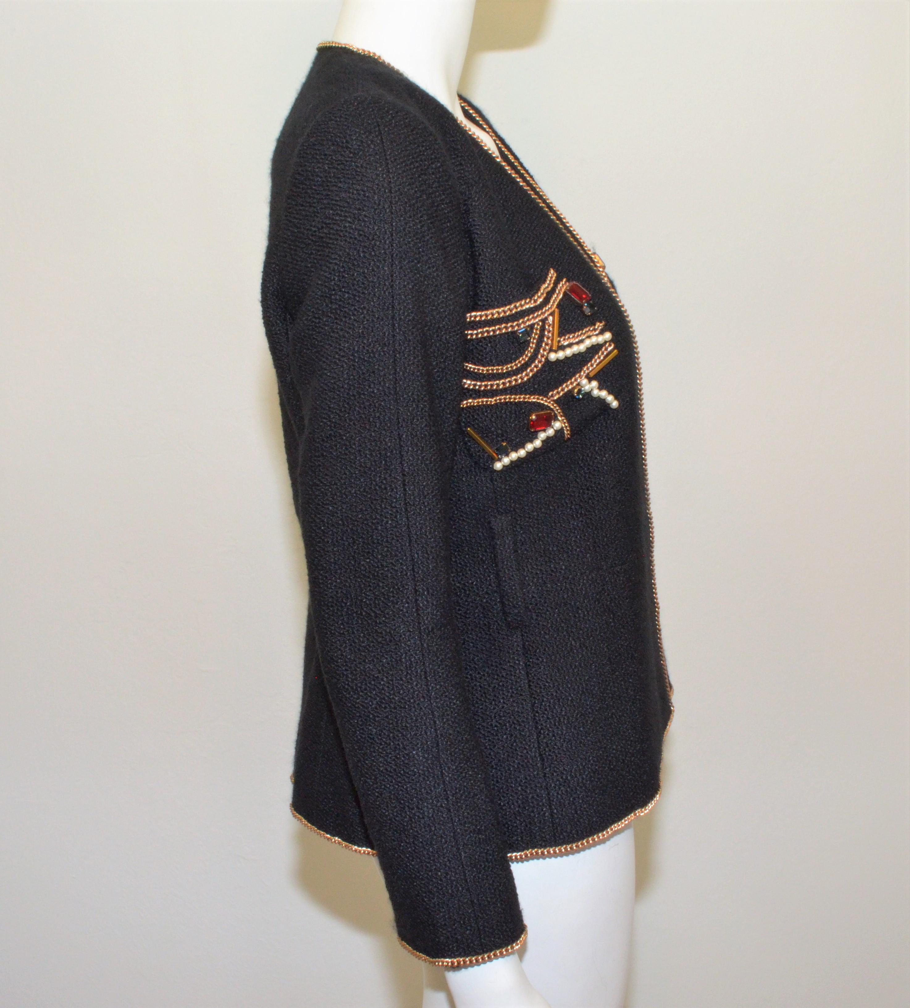 Chanel 2009 Moscow Black Jacket with Chain Jewel 3
