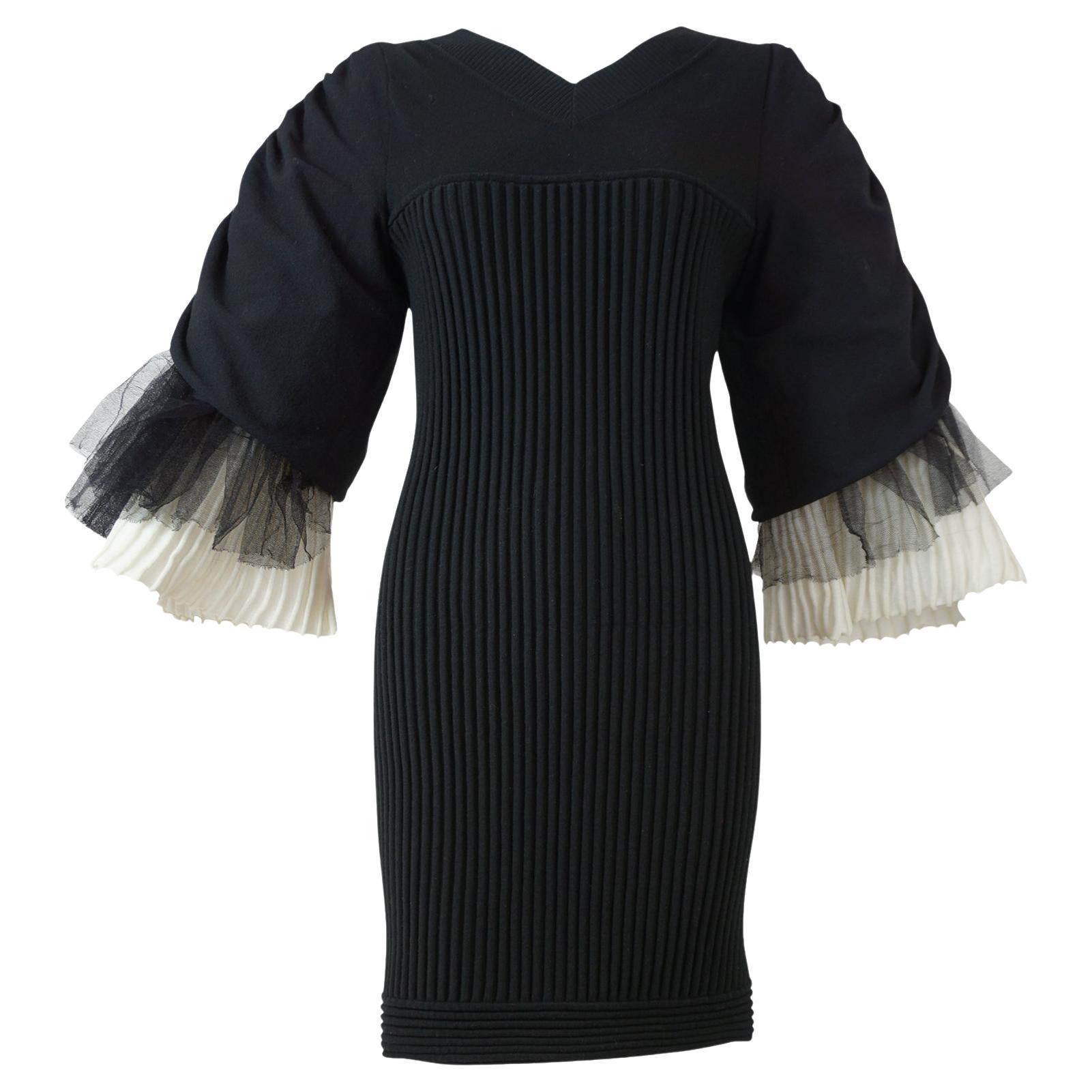 Chanel 2009 Puff Sleeve Knit Dress For Sale