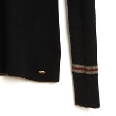 Chanel 2009 Pull noir or FR38 Black Cashmere Turtle Neck Sweater UK10 US8