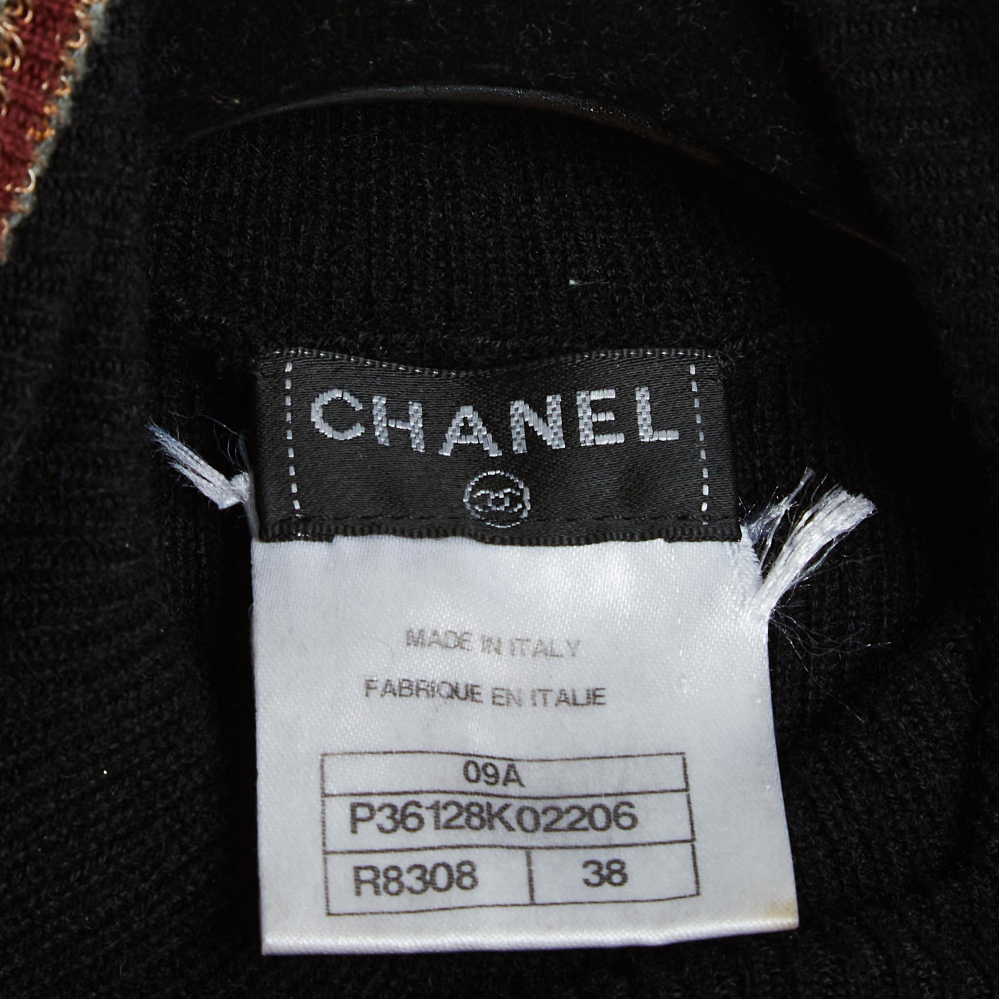 Chanel 2009 Pull noir or FR38 Black Cashmere Turtle Neck Sweater UK10 US8 For Sale 1