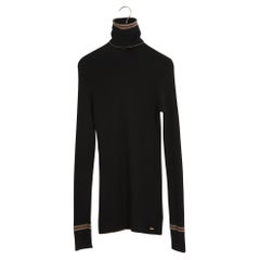 Chanel 2009 Pull noir or FR38 Black Cashmere Turtle Neck Sweater UK10 US8