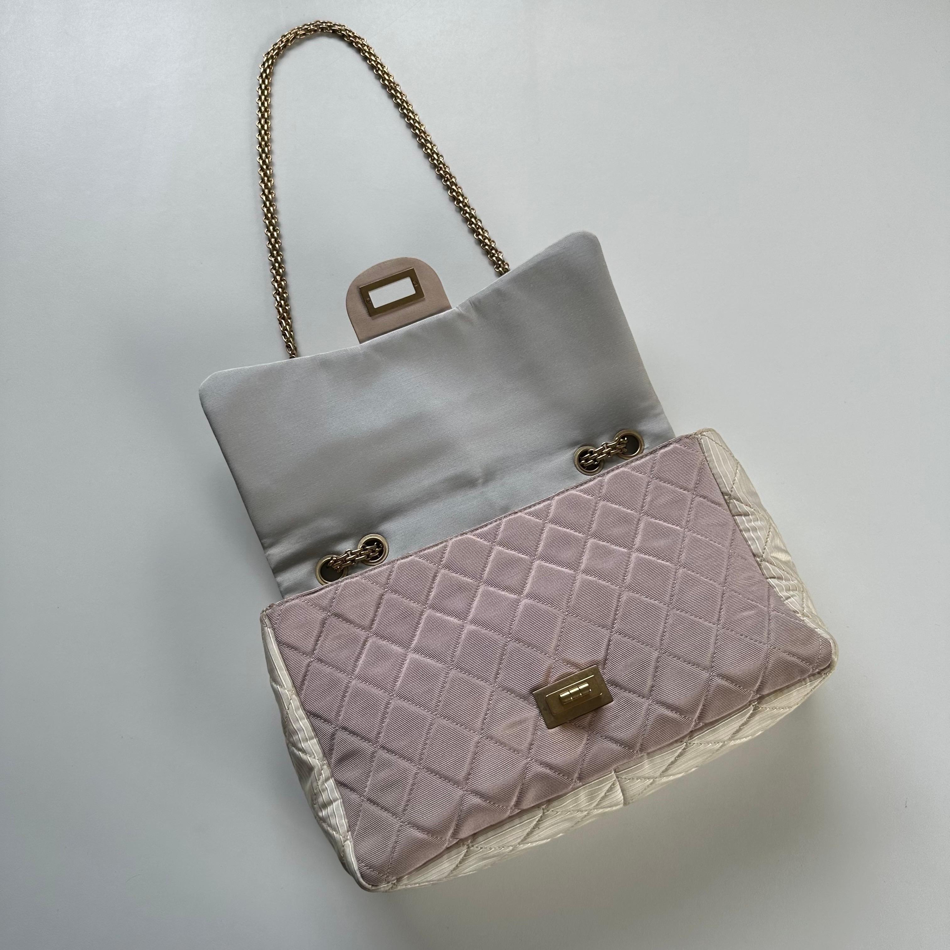 Chanel 2009 Resort Pastel Multicolor 2.55 Reissue Satin Nylon Reissue Flap Bag For Sale 5