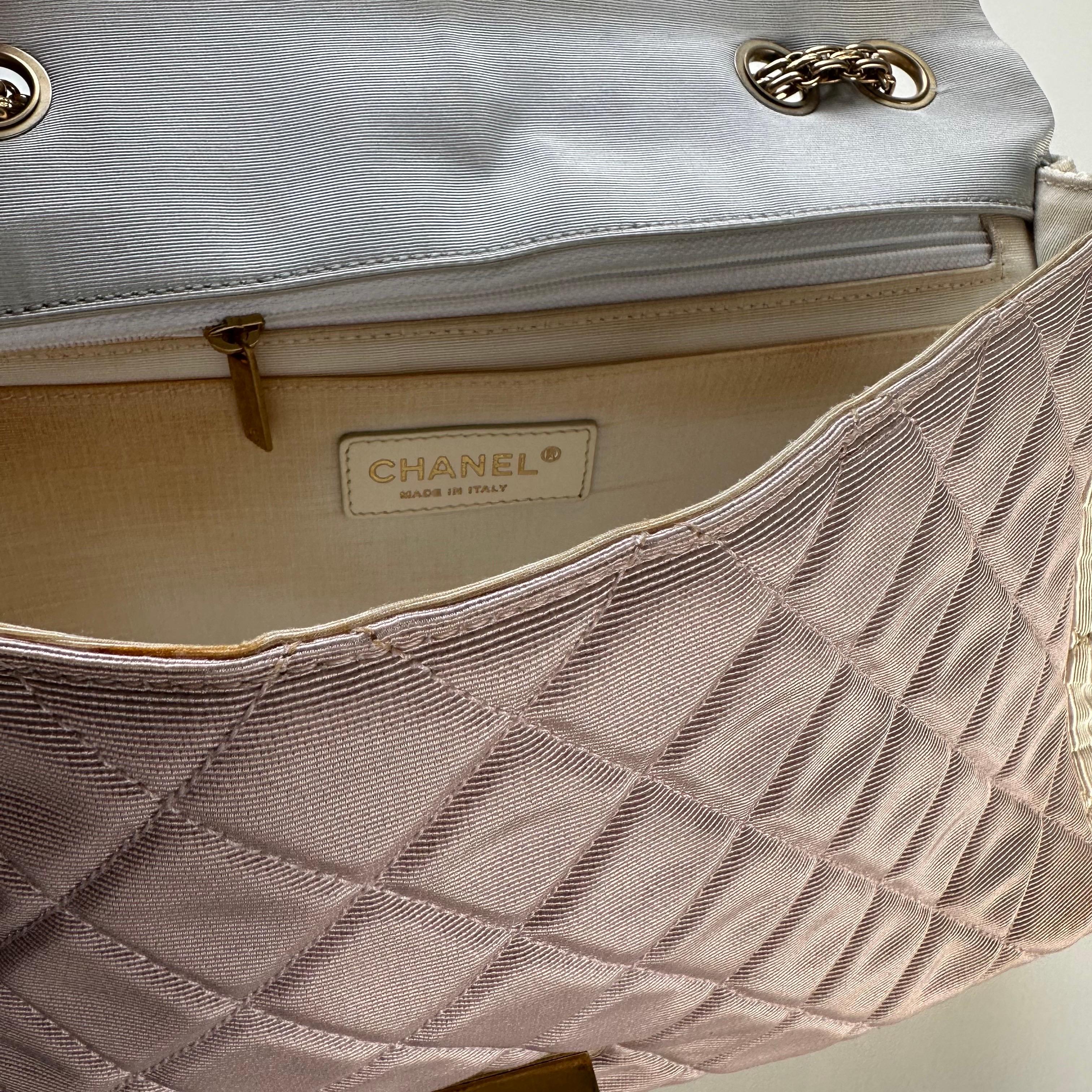 Chanel 2009 Resort Pastel Multicolor 2.55 Reissue Satin Nylon Reissue Flap Bag For Sale 12