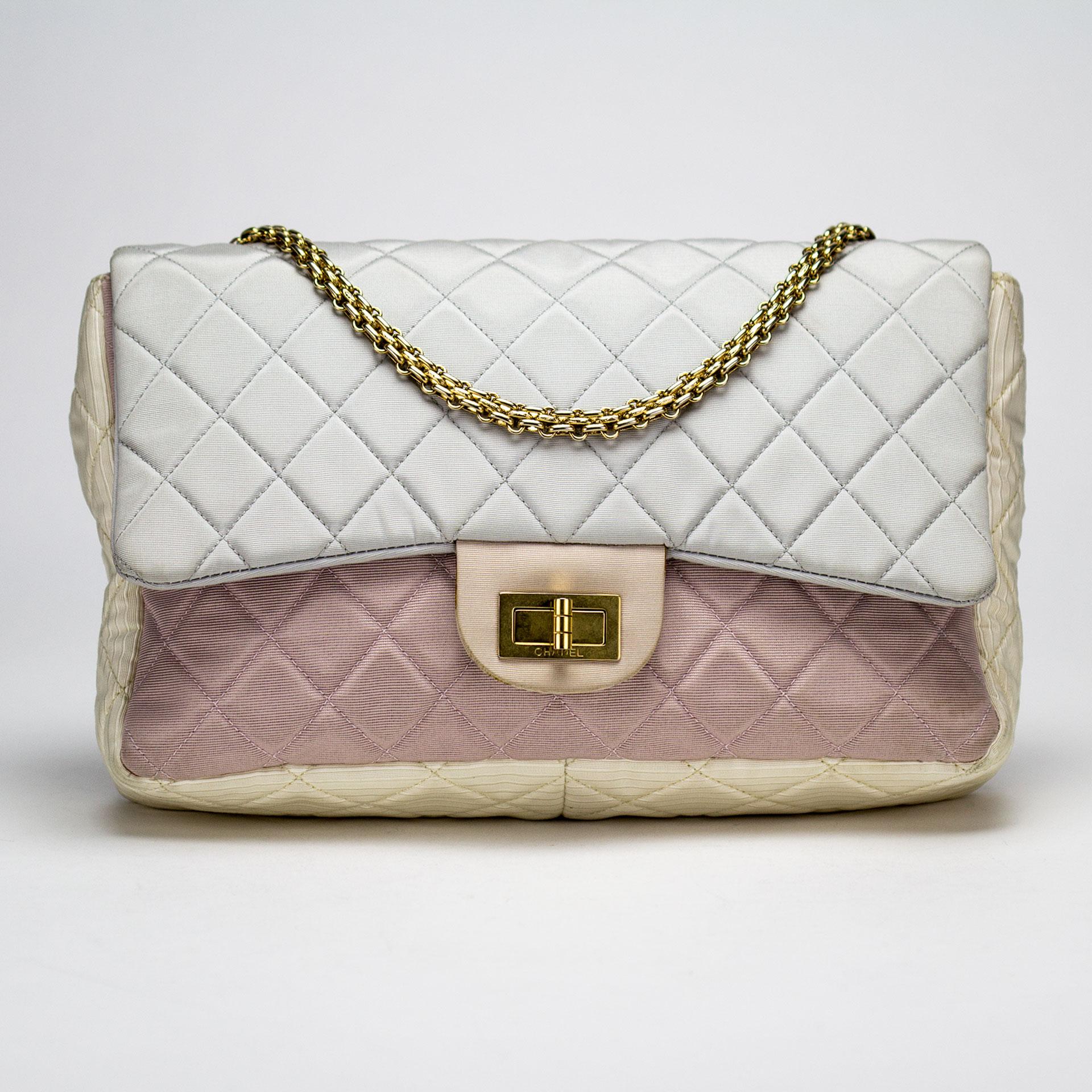 Gray Chanel 2009 Resort Pastel Multicolor 2.55 Reissue Satin Nylon Reissue Flap Bag For Sale