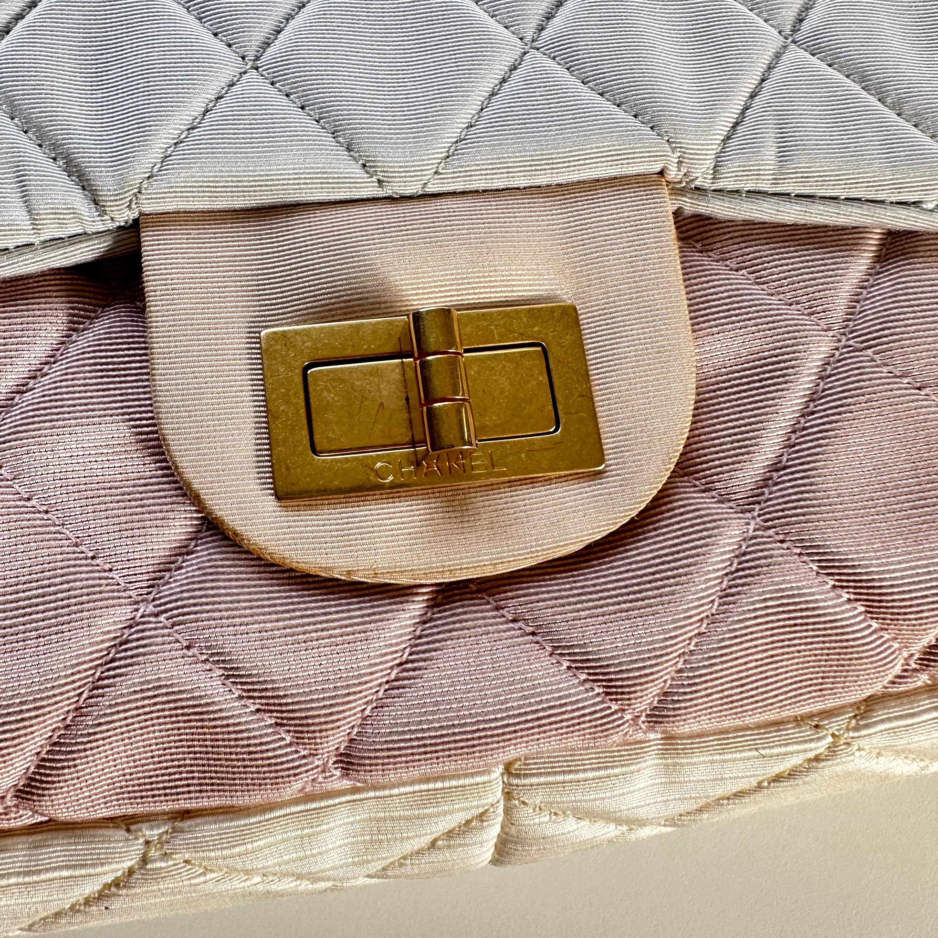 Chanel 2009 Resort Pastel Multicolor 2.55 Reissue Satin Nylon Reissue Flap Bag For Sale 2