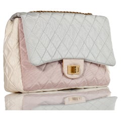Chanel 2009 Resort Pastel Multicolor 2.55 sac à rabat en nylon satiné réédition