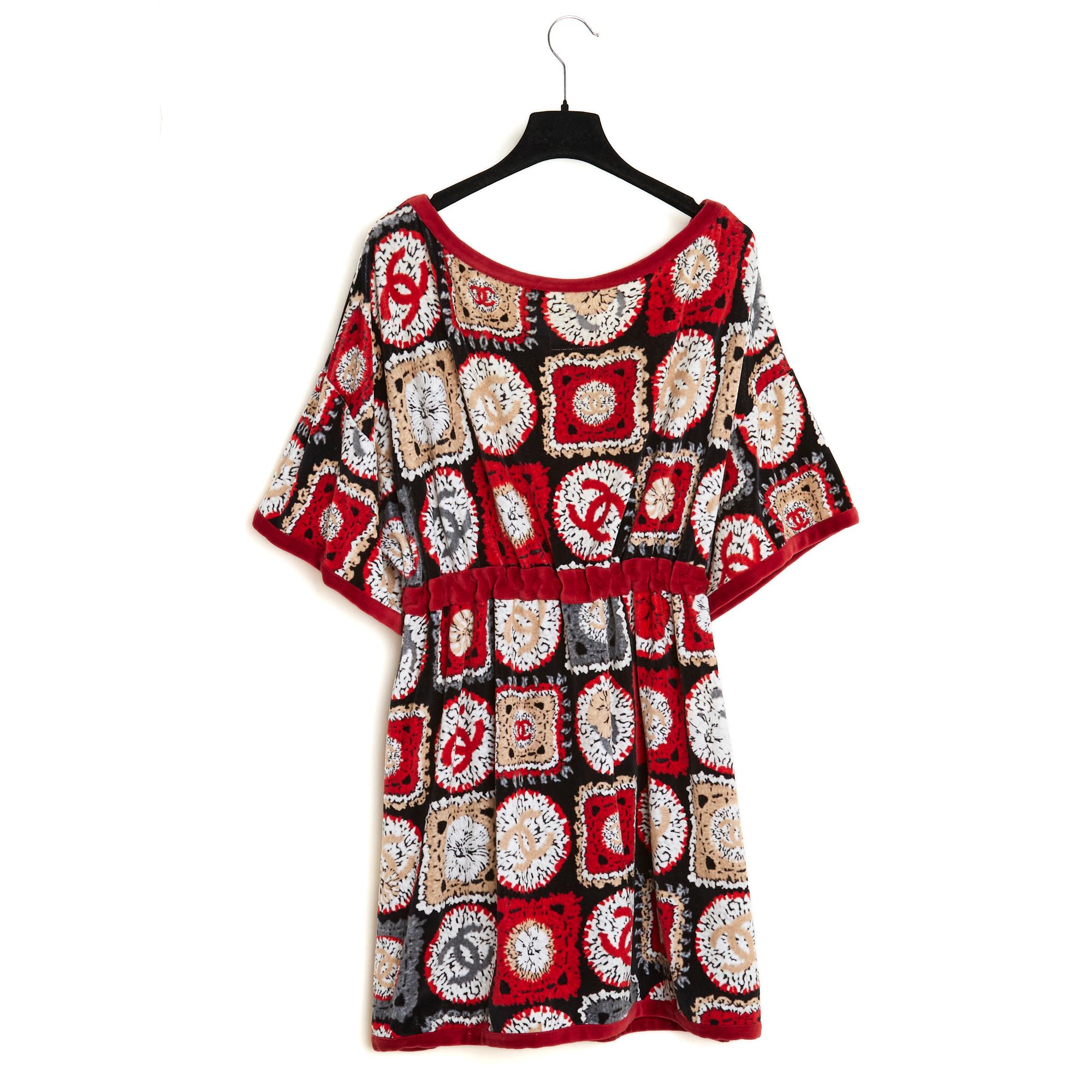 Chanel 2009 Robe FR46 Cotton Velvet Tunique Dress UK18 US16 For Sale 1
