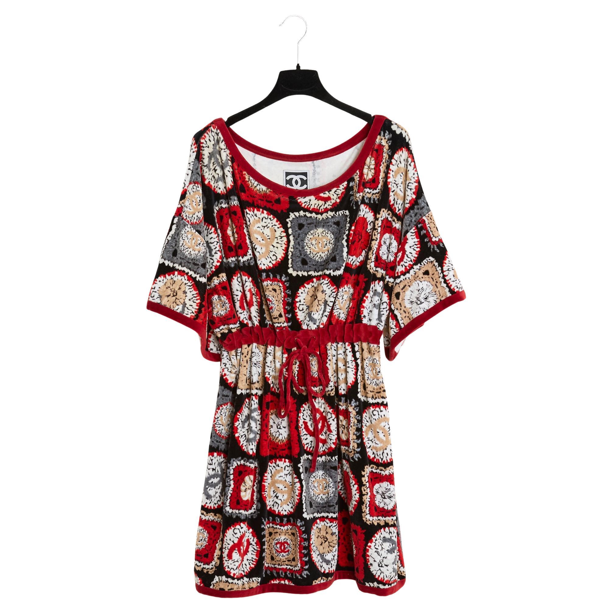 Chanel 2009 Robe FR46 Cotton Velvet Tunique Dress UK18 US16 For Sale