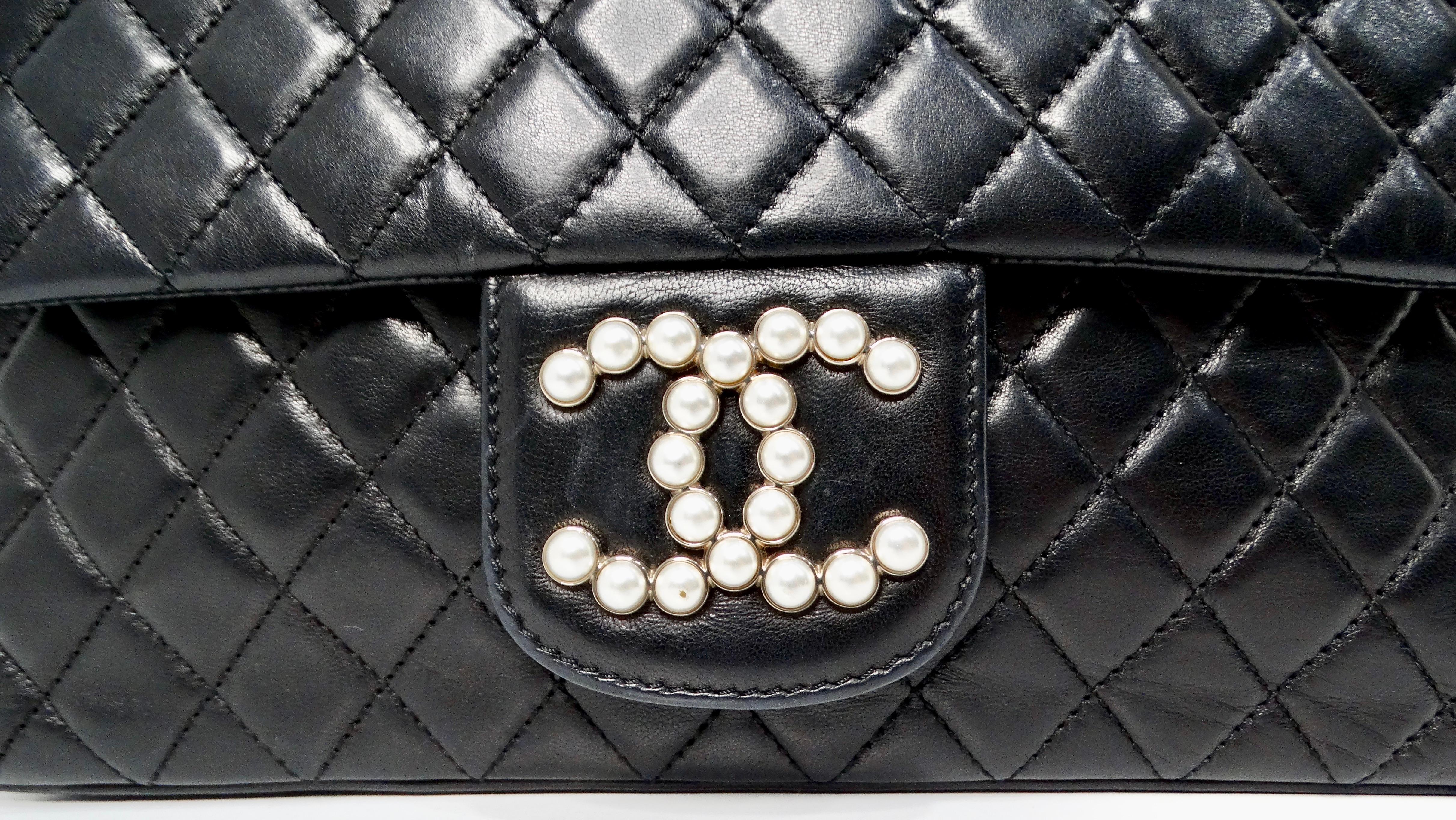 Noir Chanel 2009 - Westminster - Sac à rabat en cuir d'agneau matelassé noir en vente