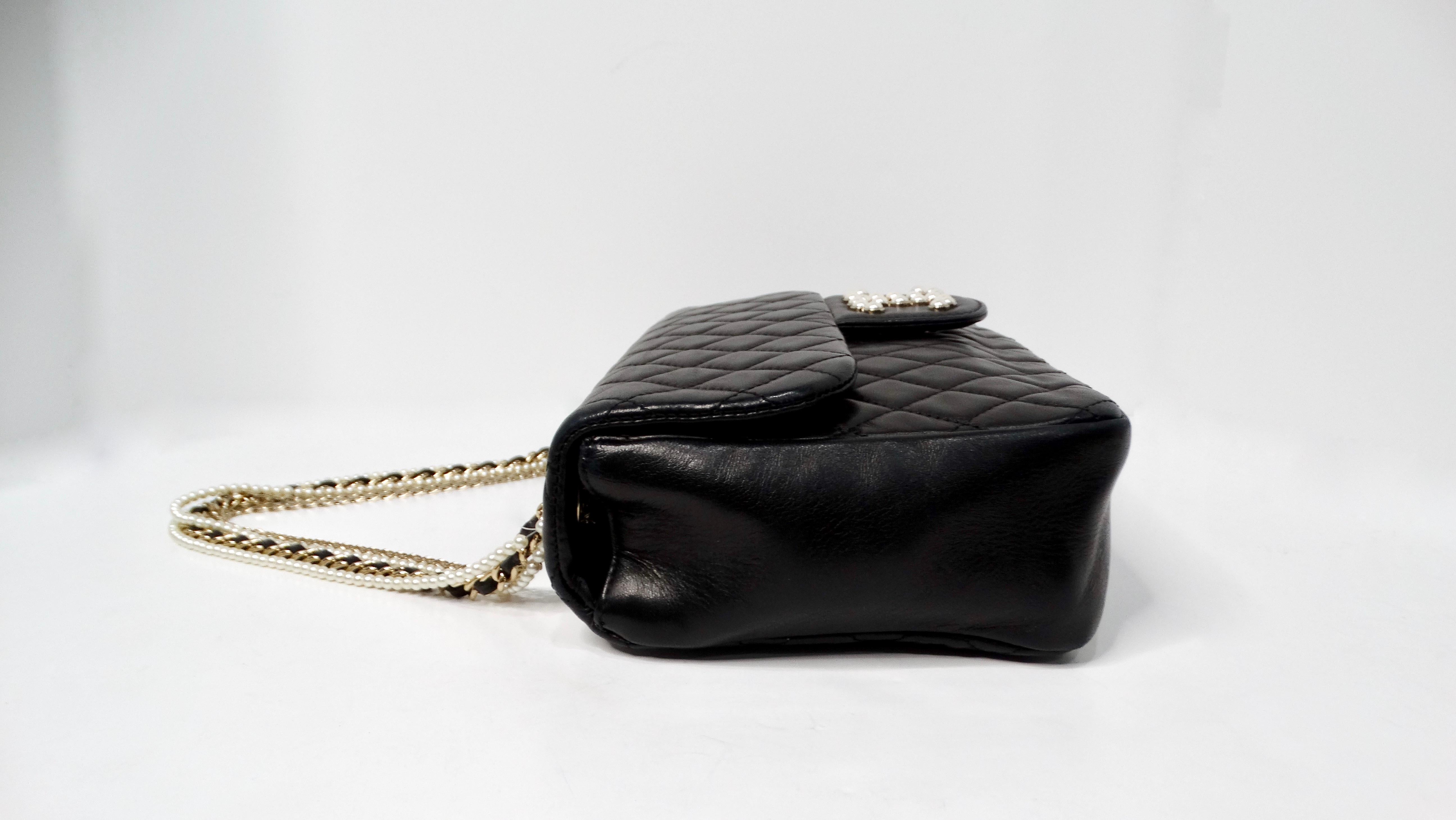 Chanel 2009 - Westminster - Sac à rabat en cuir d'agneau matelassé noir en vente 2