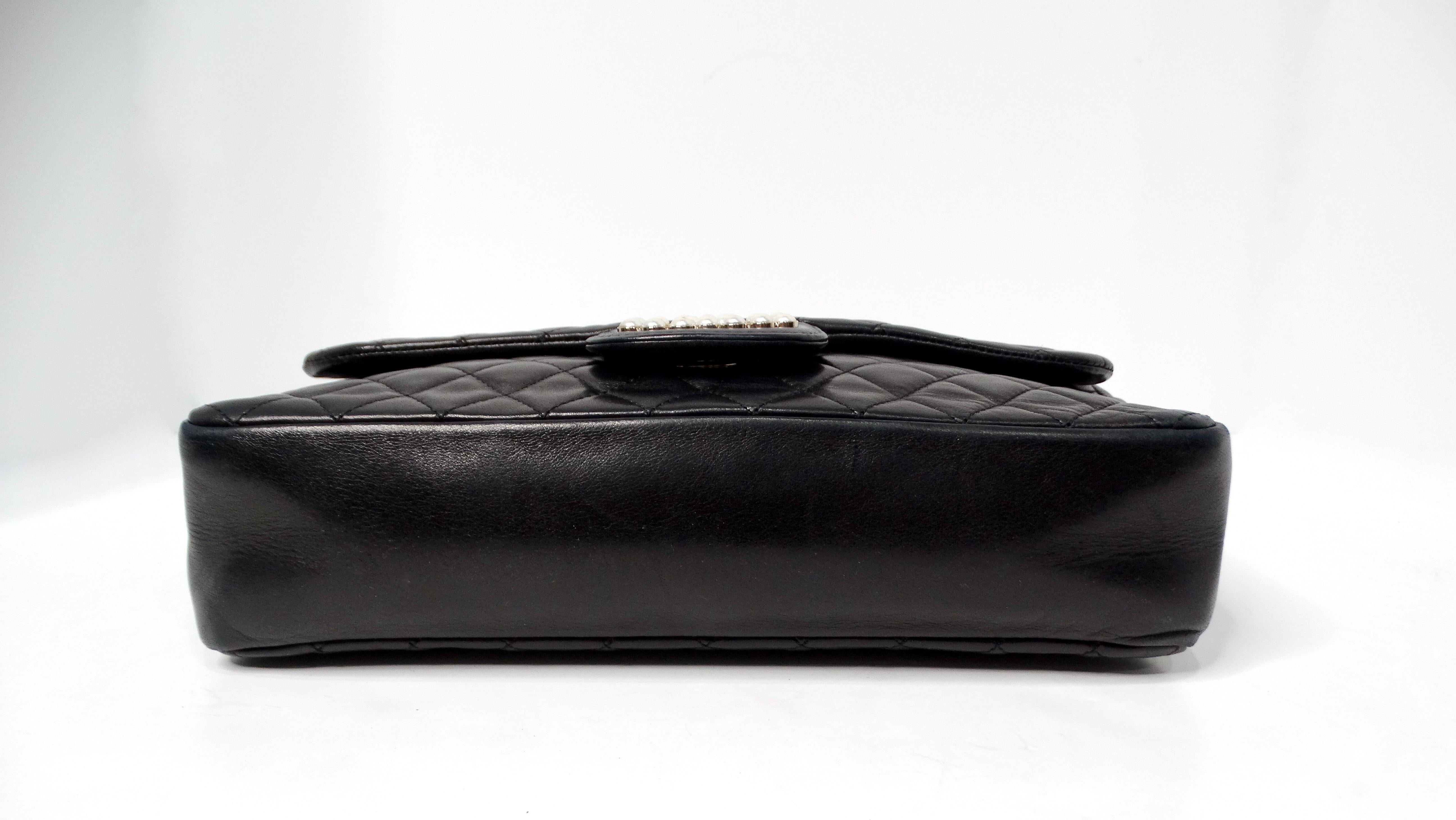 Chanel 2009 - Westminster - Sac à rabat en cuir d'agneau matelassé noir en vente 3