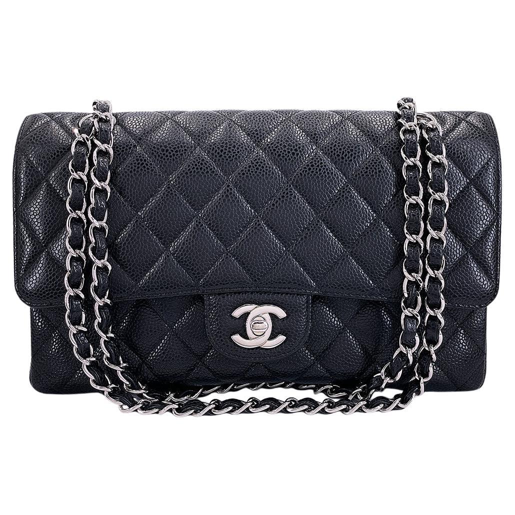 Chanel 2010 Black Caviar Medium Classic Double Flap Bag SHW 64795