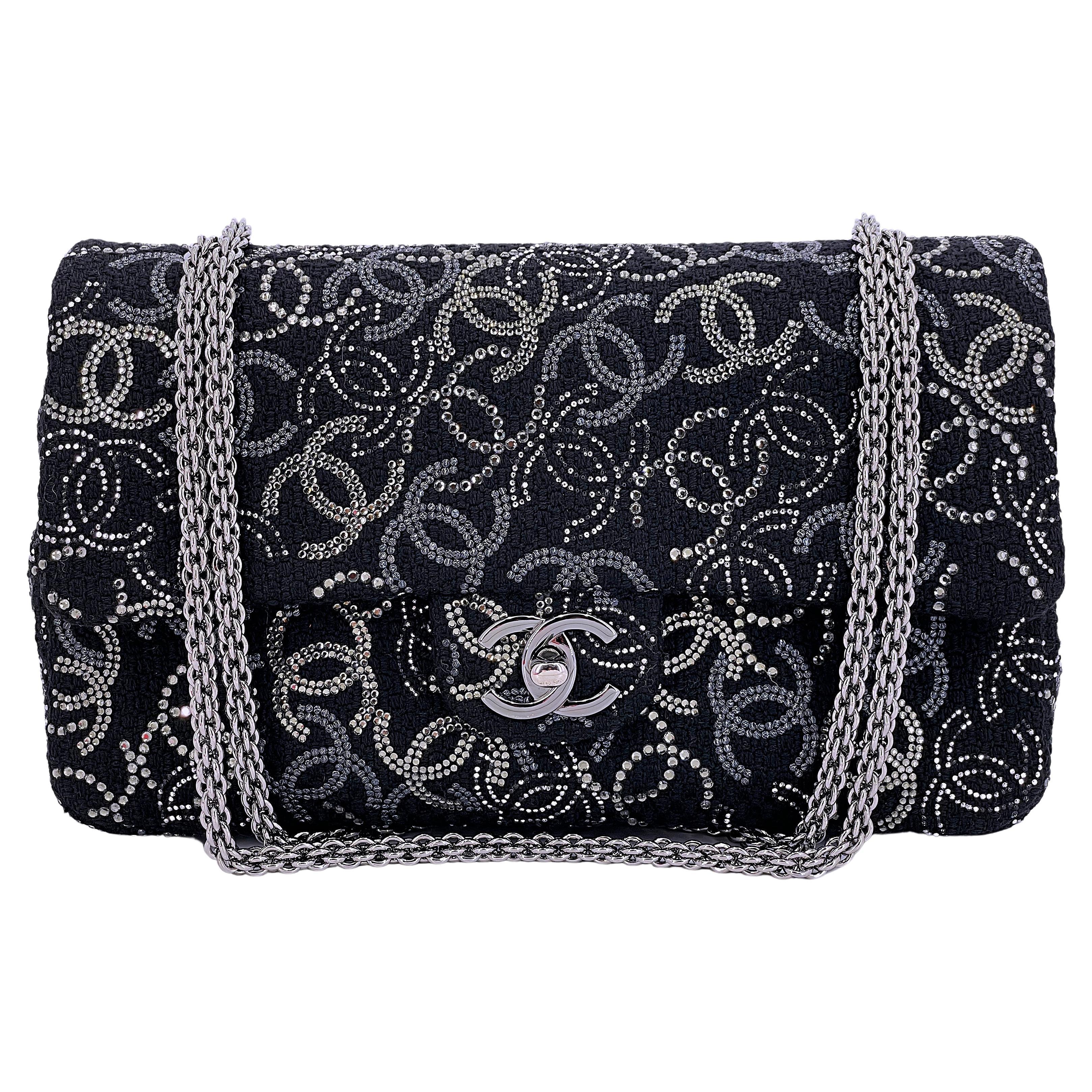Chanel 2010 Black Paris-Shanghai Pudong Medium Classic Double Flap Bag 67299 For Sale